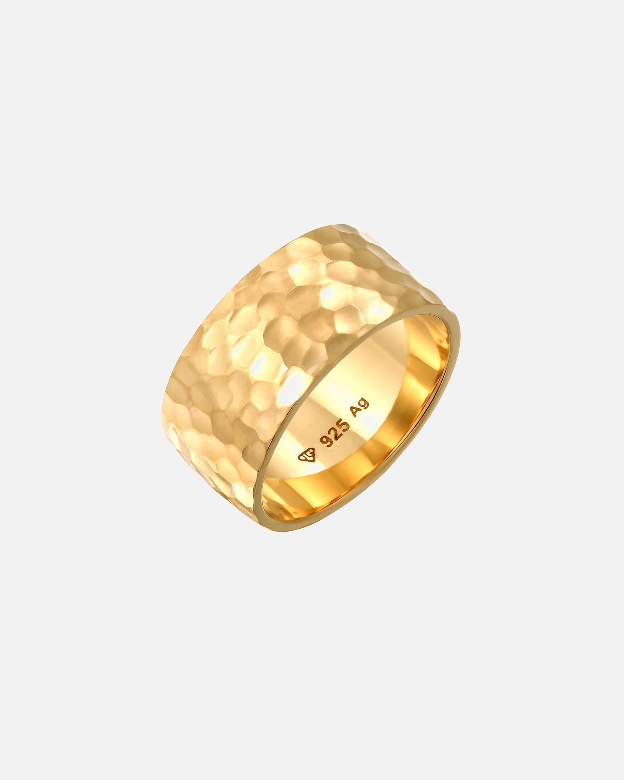 Ring für Weiblich Elli Basic Bandring Gehämmert Trend Cool 925 Silber 52