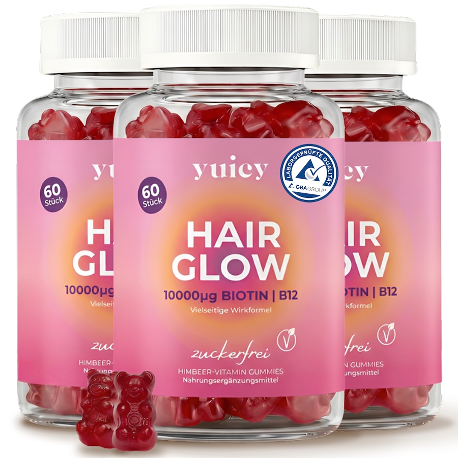 yuicy Hair Glow – Vitamin Gummies für Haare mit Biotin & Zink 3 x 60 St. 630 g