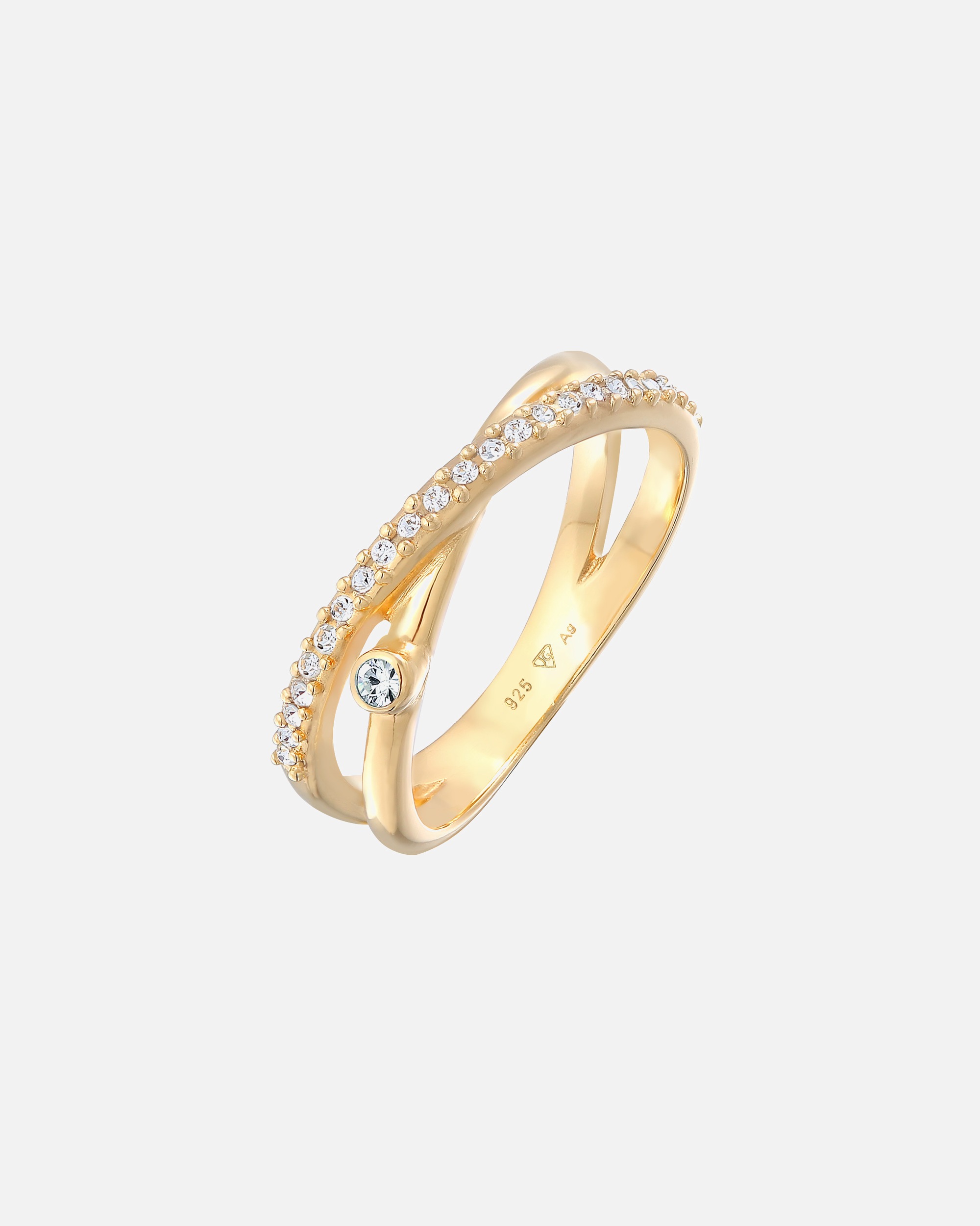Ring für Weiblich Elli Wickelring X Glamour 925 Silber, mit Kristallen von Swarovski® 52