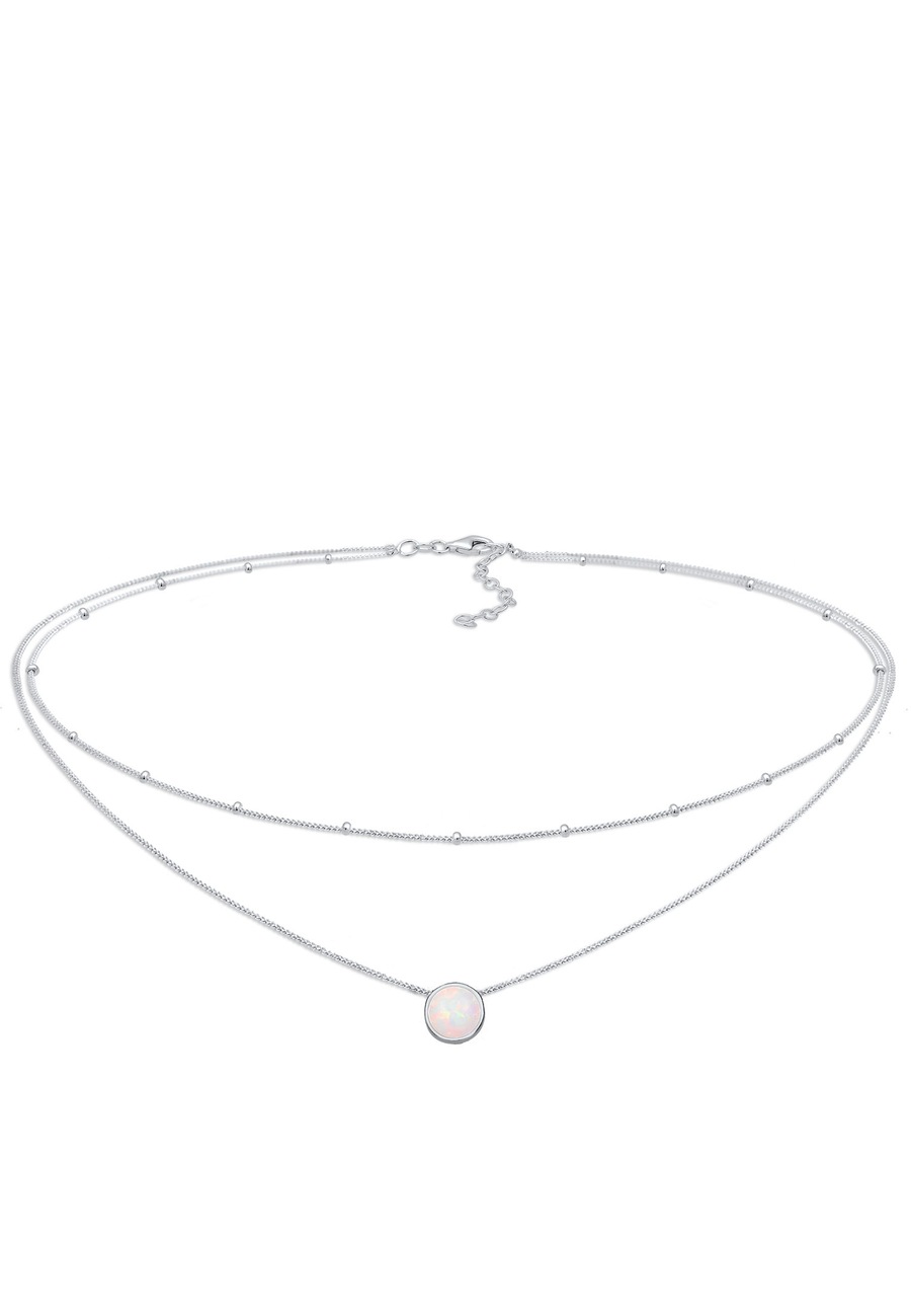Elli Choker Layer Opal Kugelkette 925 Sterling Silber silberfarben Damen