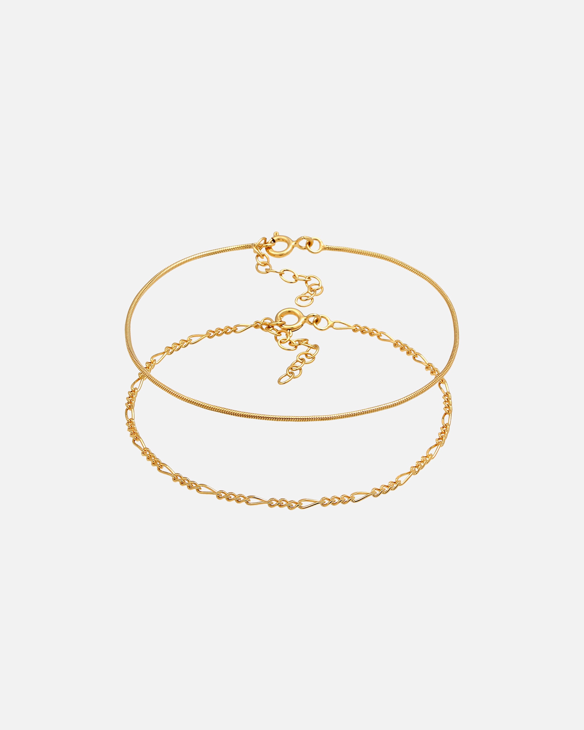 Armband für Weiblich Elli Armkettchen 2er Set Figaro Rund 925 Silber 16