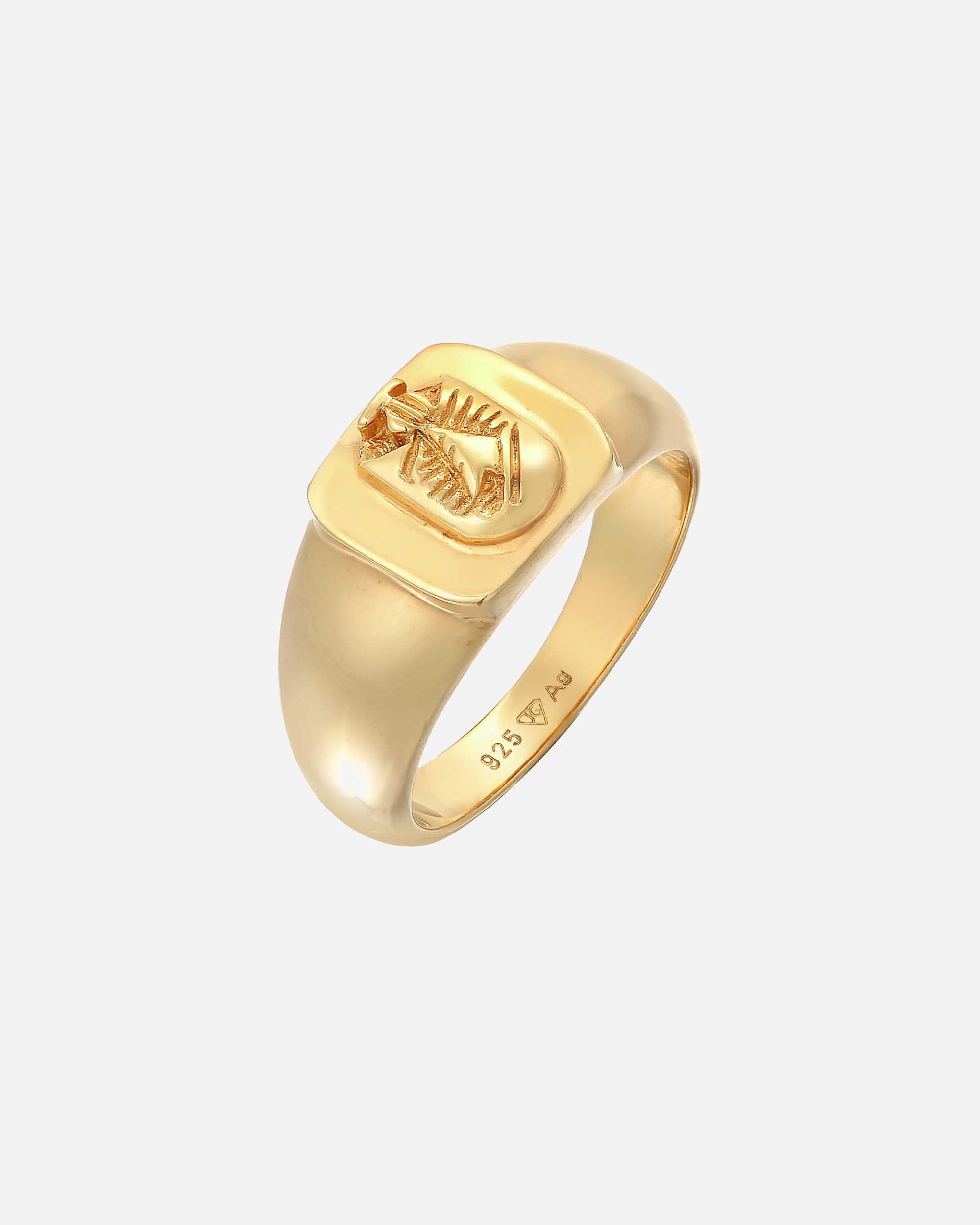Ring für Männlich KUZZOI Siegelring Wappen Pinky Ring 925 Silber vergoldet 56