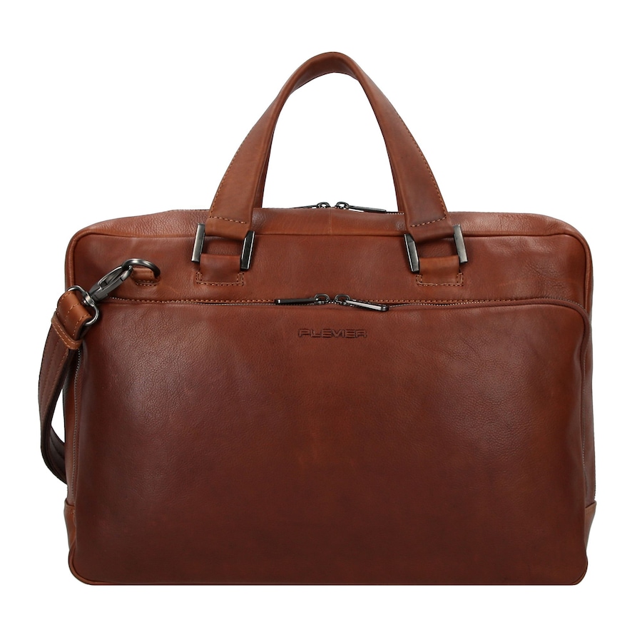 Plevier Vintage Bill Aktentasche Leder 40 cm Laptopfach cognac Coral Herren