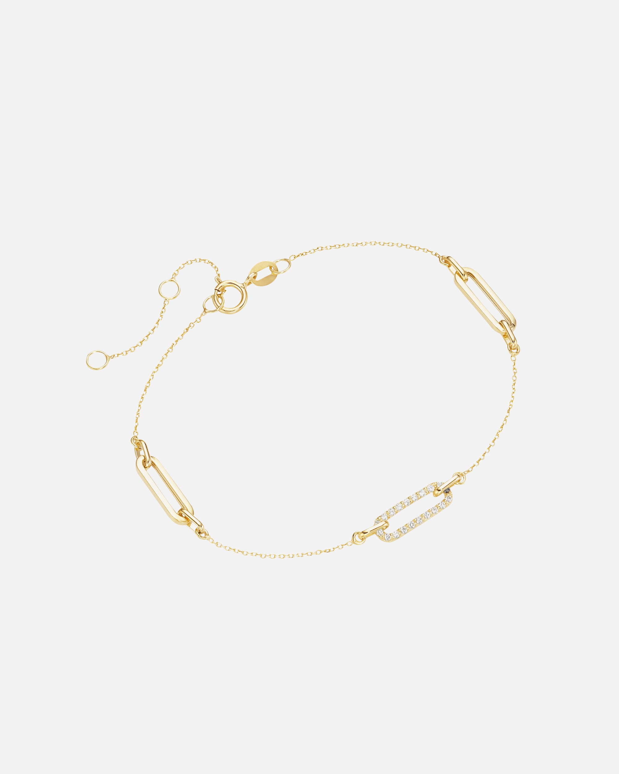 Armband für Weiblich Luigi Merano Armband mit länglichen Gliedern, Zirkonia Steinen, Gold 375 19 cm
