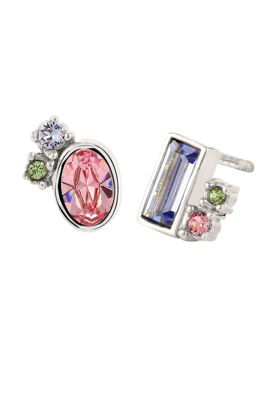 Elli Ohrstecker Rosa Blau 925 Sterling Silber, mit Kristallen von Swarovski silberfarben Damen