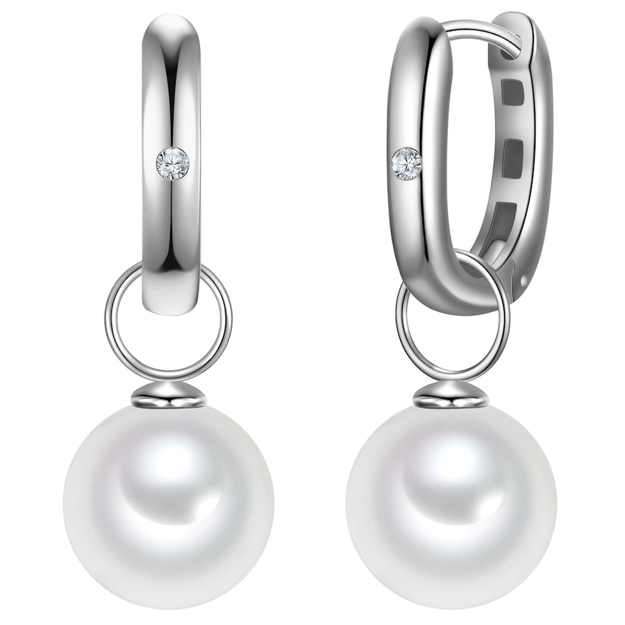 Rafaela Donata Creolen aus Sterling Silber in mit Zirkonia und Muschelkernperle 22,9 mm Damen