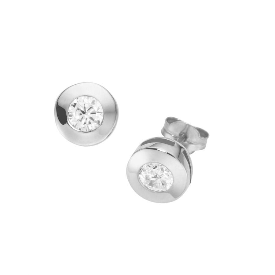 Luigi Merano Ohrstecker runde Form mit Zirkonia, Gold 375 Onesize Weiss Damen