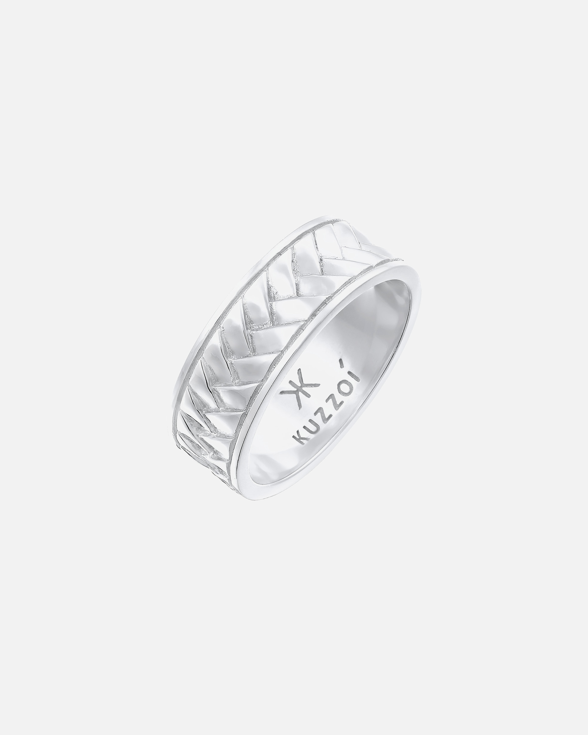 Ring für Männlich KUZZOI Herren Bandring Fischgräten Vintage 925 Silber 56