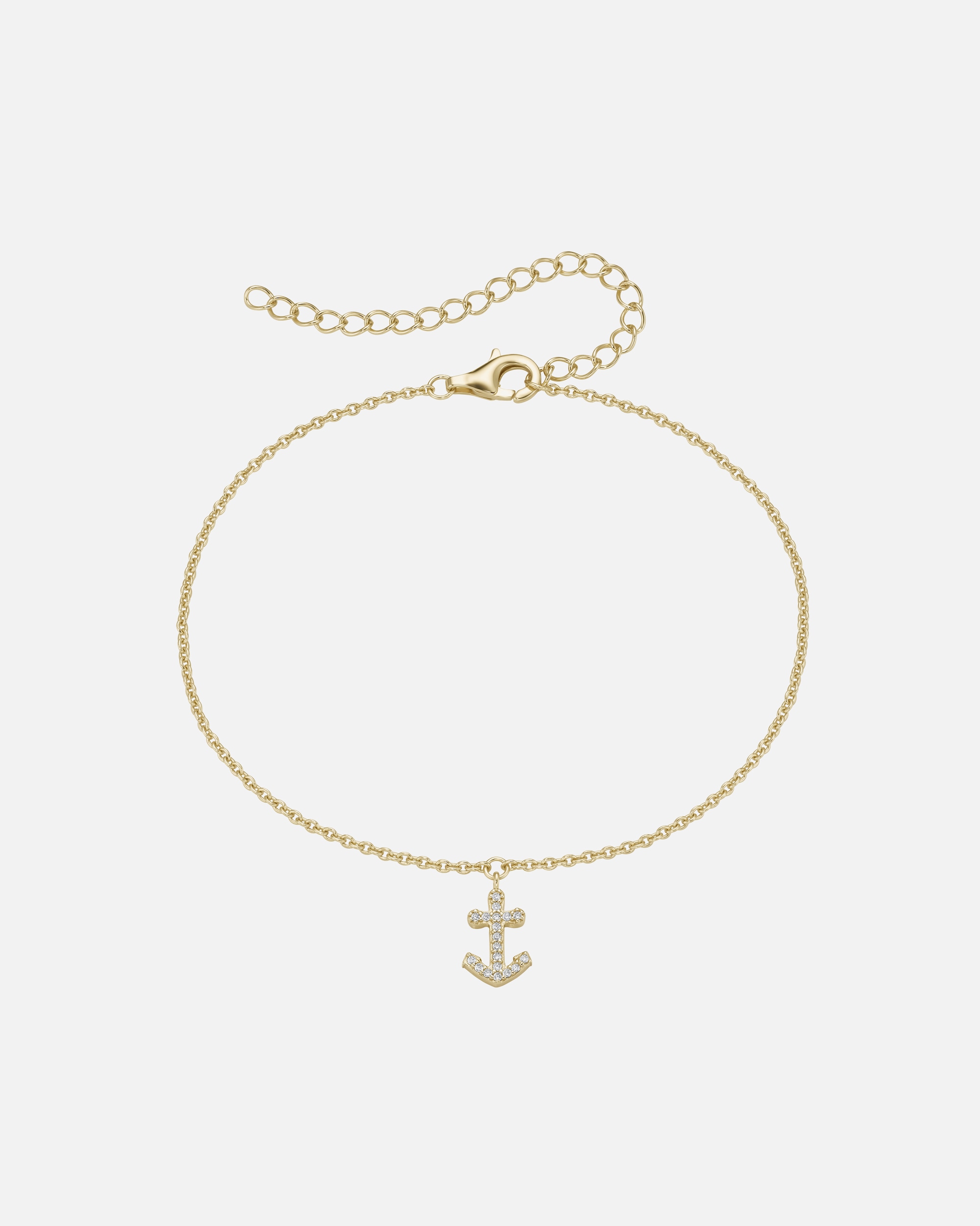 Schmuck für Unisex Smart Jewel Fusskette maritim mit Anker, Zirkonia Steine, Silber 925 28 cm