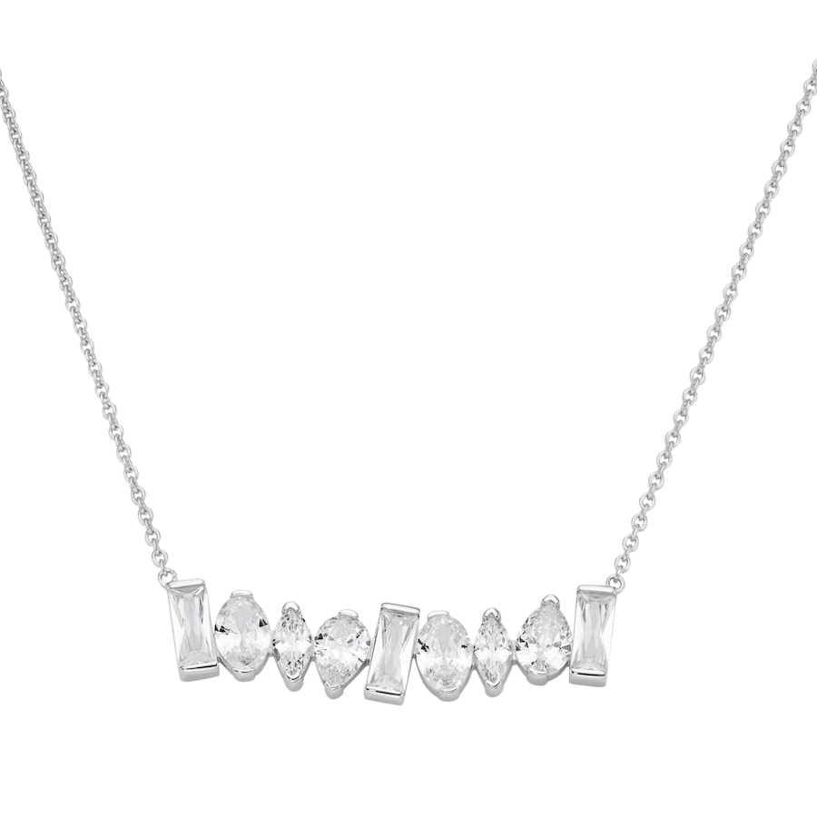 Giorgio Martello Milano Collier mit weißen Zirkonia in verschiedenen Schliffarten, Silber 925 45 cm Damen