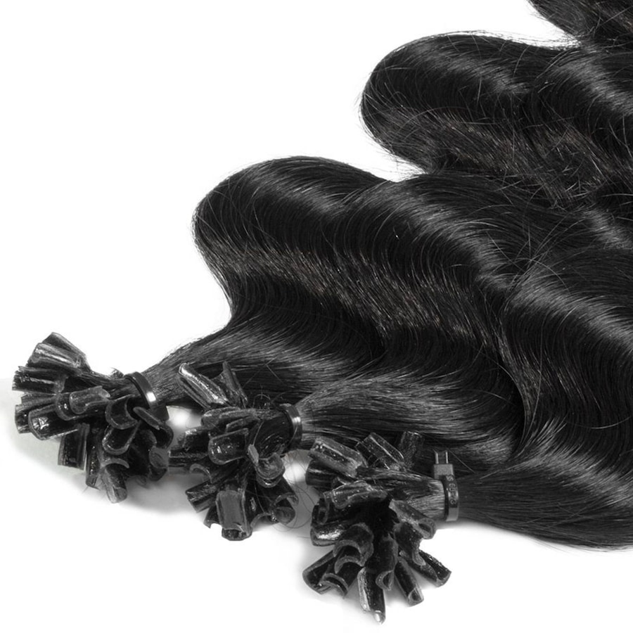 hair2heart Bonding Extensions Premium Echthaar #4/0 Mittelbraun 0,8g 60cm Schwarz Damen