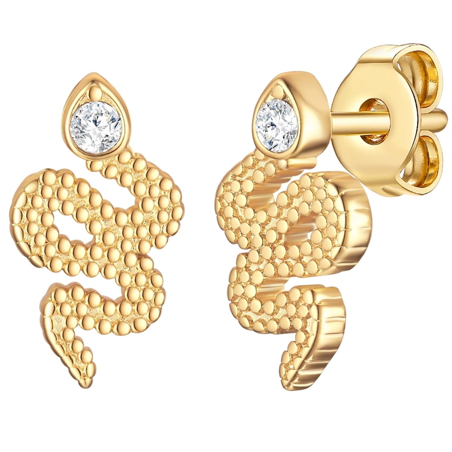 Lulu & Jane Ohrstecker Schlange aus Metall in Gelbgold mit verziert Kristallen von Swarovski 13,7 mm Damen