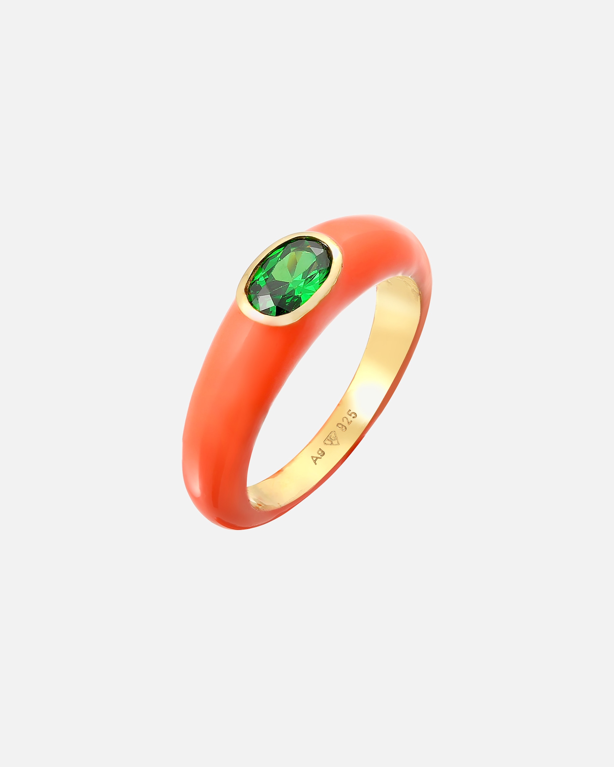 Ring für Weiblich Elli Zirkonia Oval Solitär Emaille Bunt 925 Silber 54