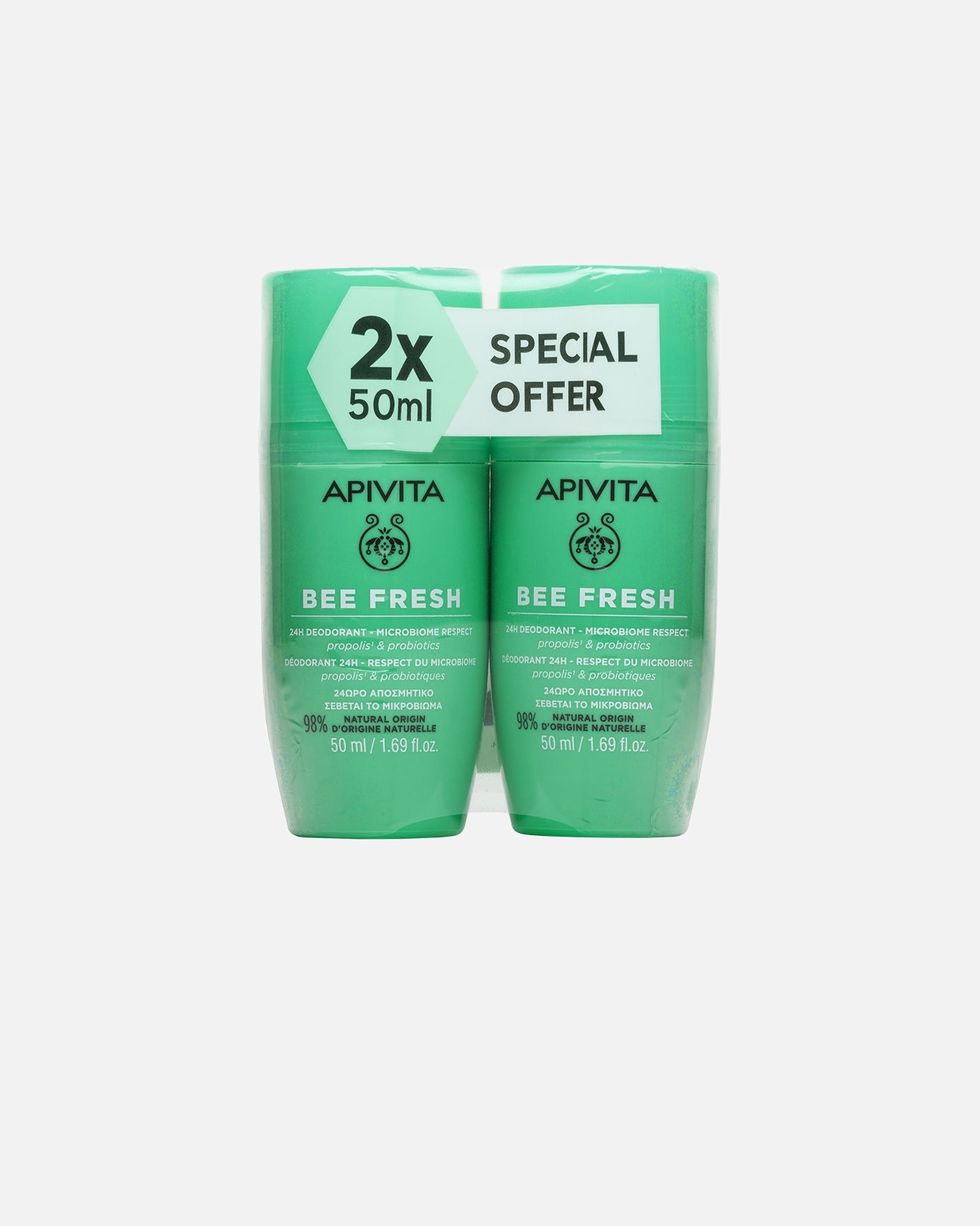 Deodorant für Unisex Apivita BEE FRESH 24h Roll-on-Deodorant respektiert das Mikrobiom 1 Stück