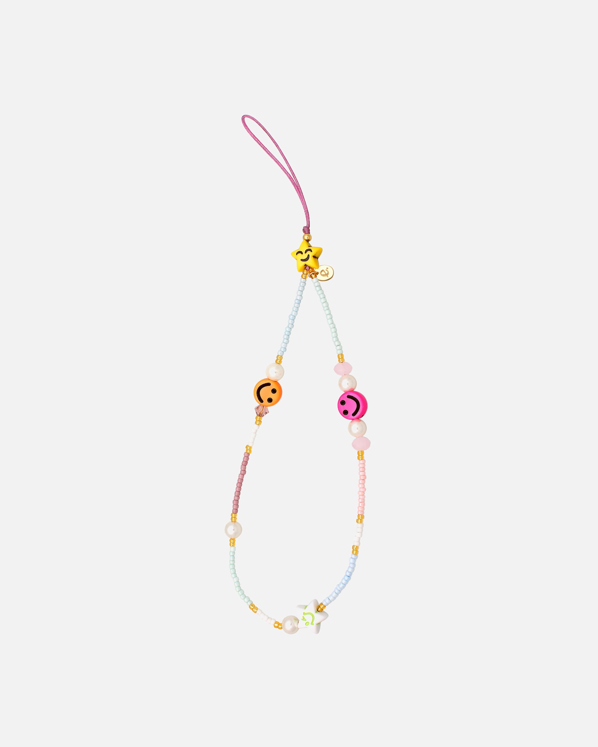 Clutch für Weiblich Elli Elli Schmuckzubehör Schmuckzubehör Beads Phone Kette mit Smiling Face 925 Silber 19