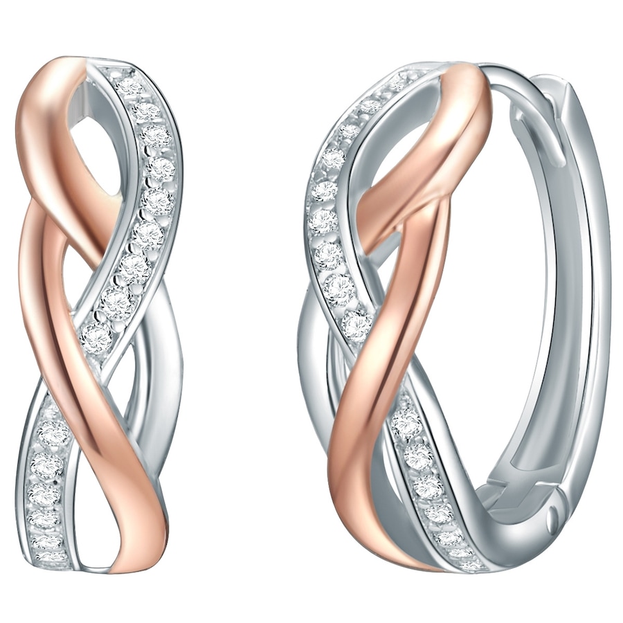 Rafaela Donata Creolen Sterling Silber Zirkonia in Silber/Roségold 19,0 mm Damen