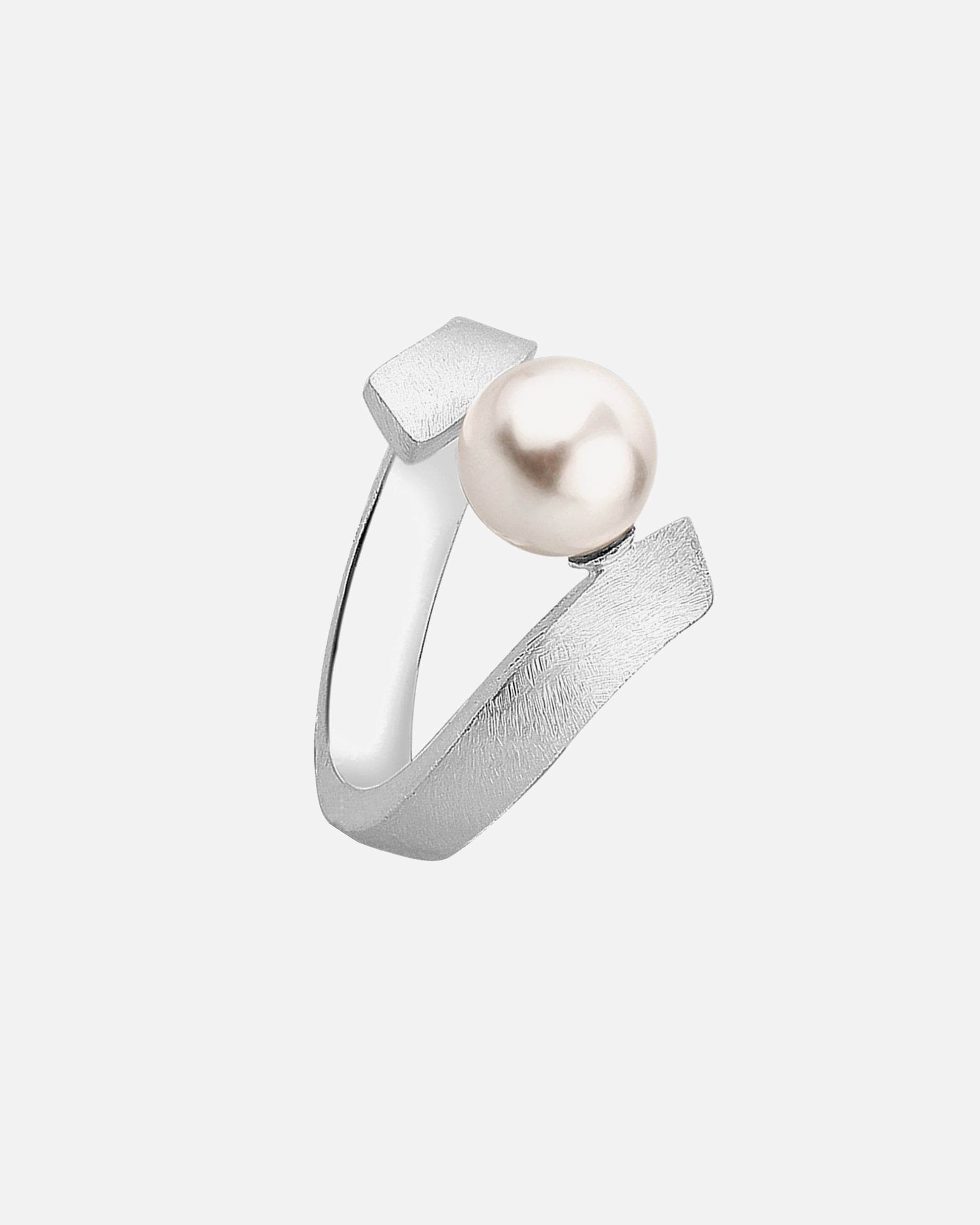 Ring für Weiblich Nenalina Brushed Synthetische Perle 925 Silber 54
