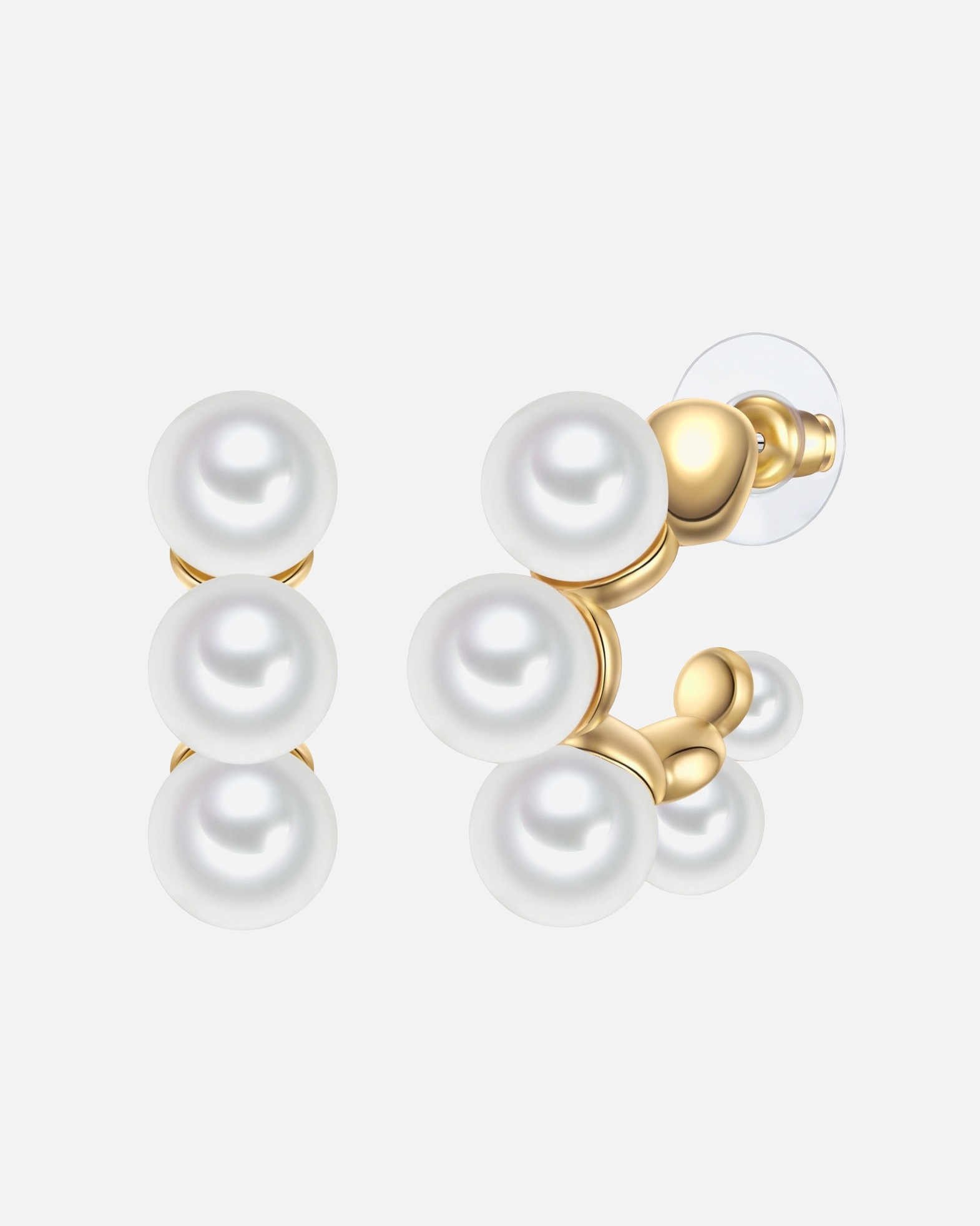 Creolen für Weiblich Yokoamii Creolen aus Metall-Legierung in Gelbgold mit Perle (synth.) 28,6 mm