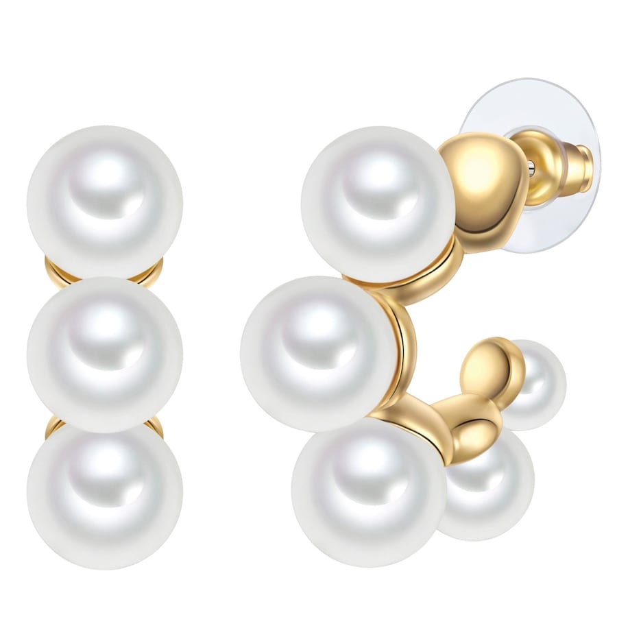 Yokoamii Creolen aus Metall-Legierung in Gelbgold mit Perle (synth.) 28,6 mm Damen