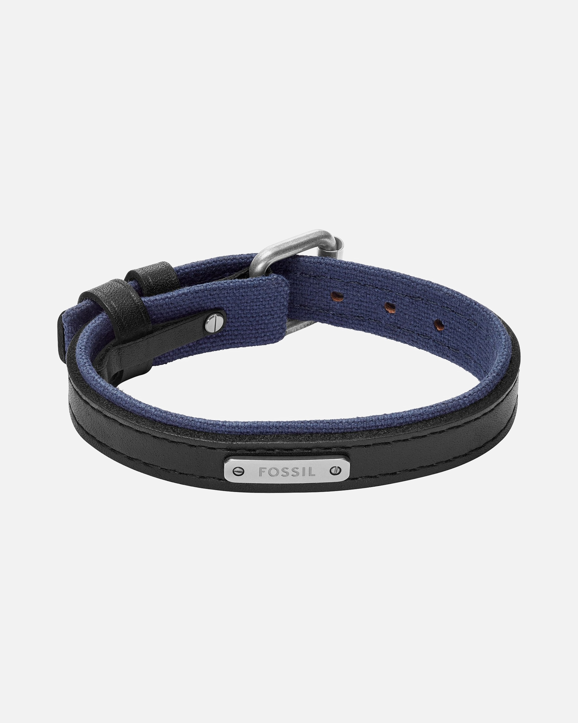 Armband für Männlich Fossil Armband Leder, Metall schwarz