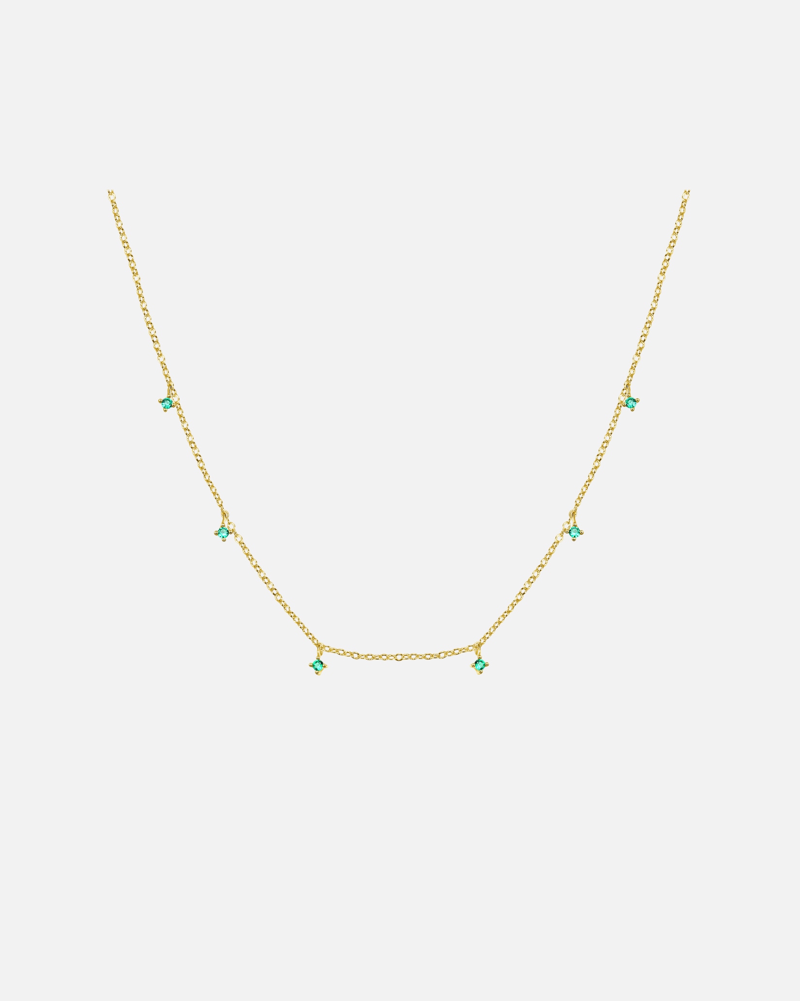 Halskette für Weiblich Hey Happiness Default Brand Line Feine Kette mit grünen Zirkonia-Anhängern, 925 Silber Gold