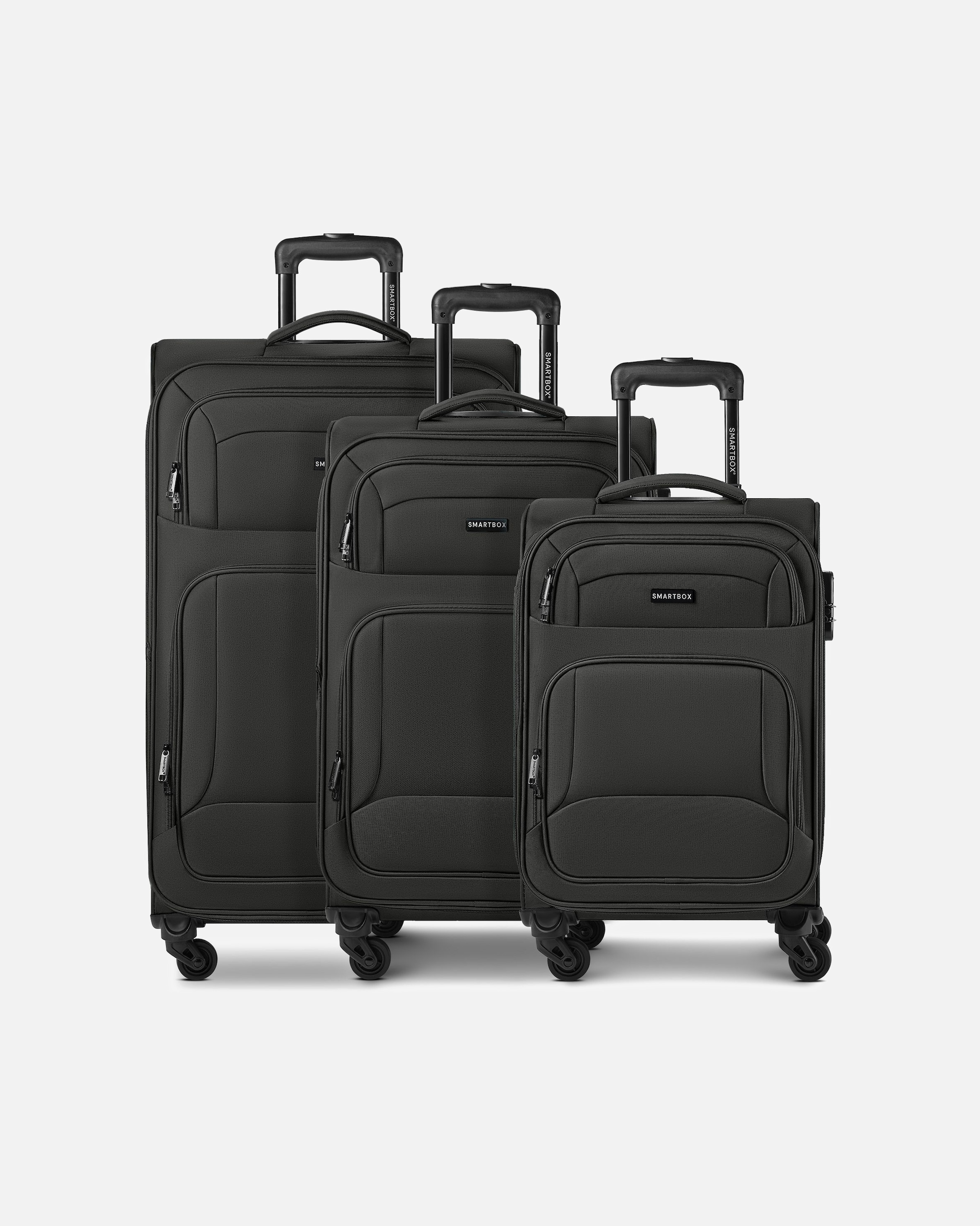Koffer für Männlich Smartbox Default Brand Line Edition 04 4 Rollen Kofferset 3-teilig mit Dehnfalte black