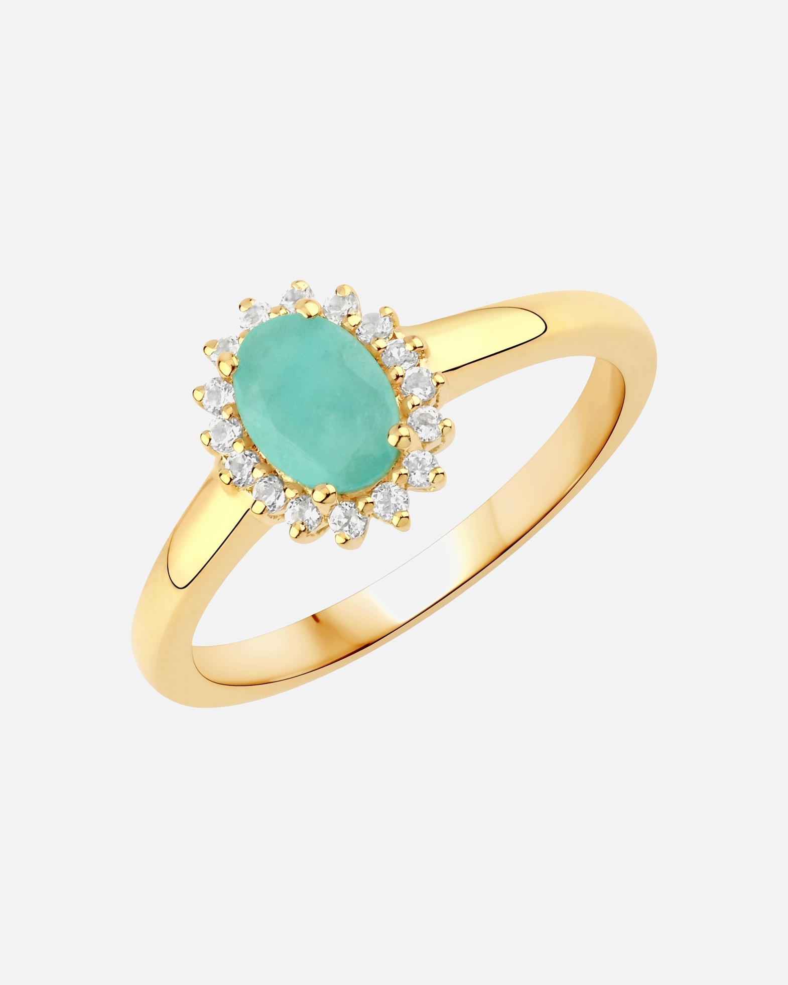 Ring für Weiblich Rafaela Donata Ring Sterling Silber Smaragd in Gelbgold 58