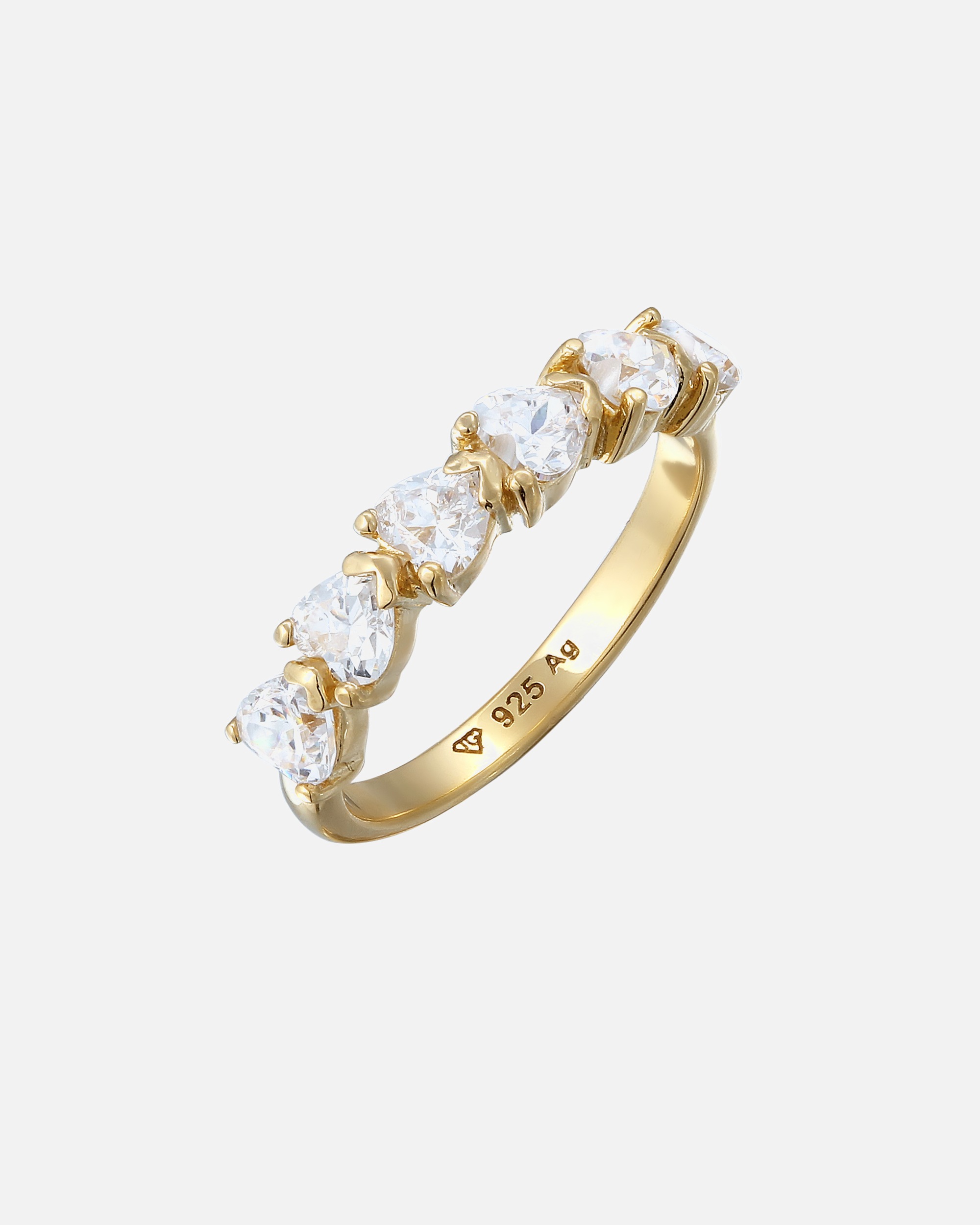 Ring für Weiblich Elli Herz Zirkonia Weiß 925 Sterling Silber 56