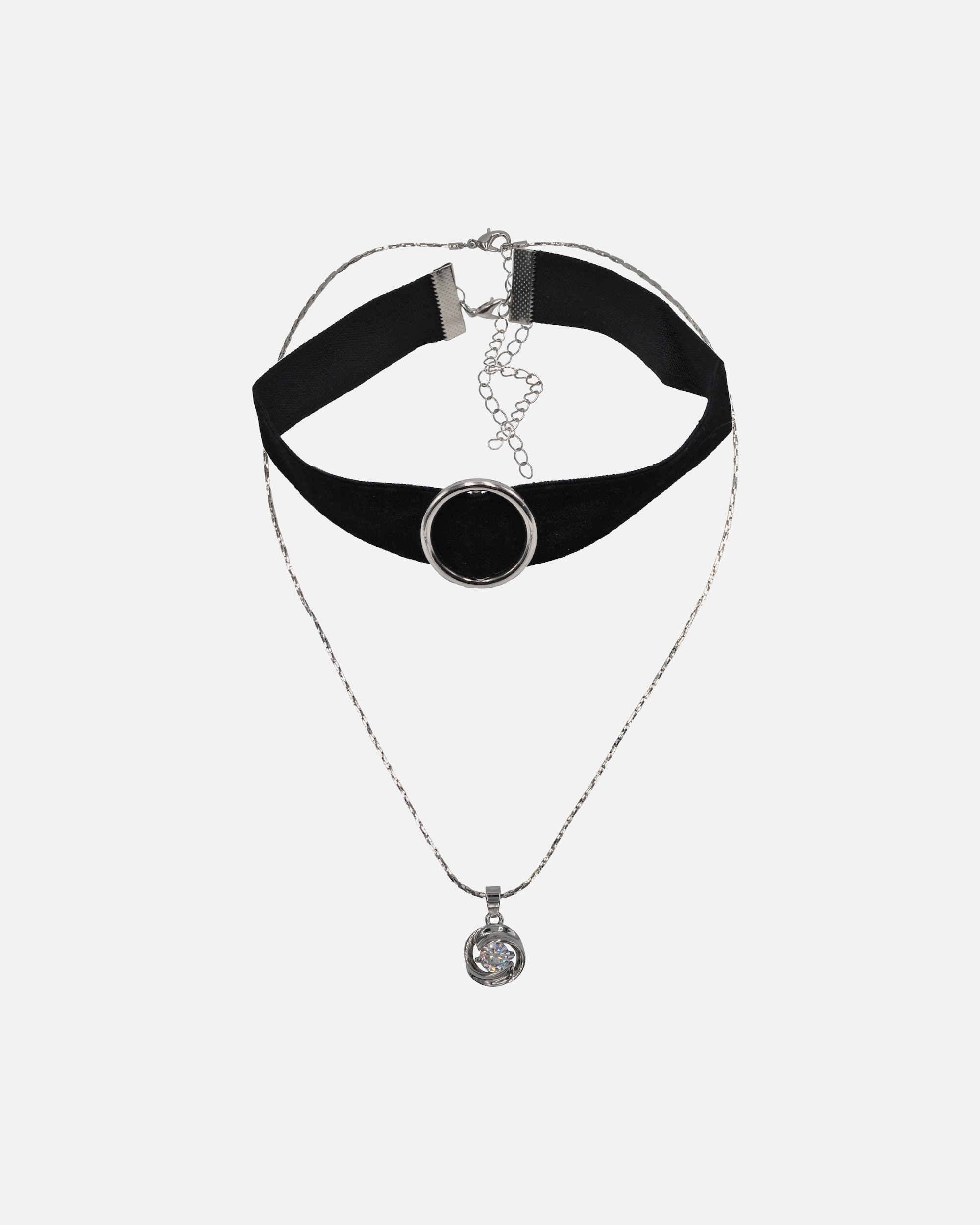 Kette für Weiblich Steuer Anhänger mit Kette Metall Glasstein weiß 55,0cm