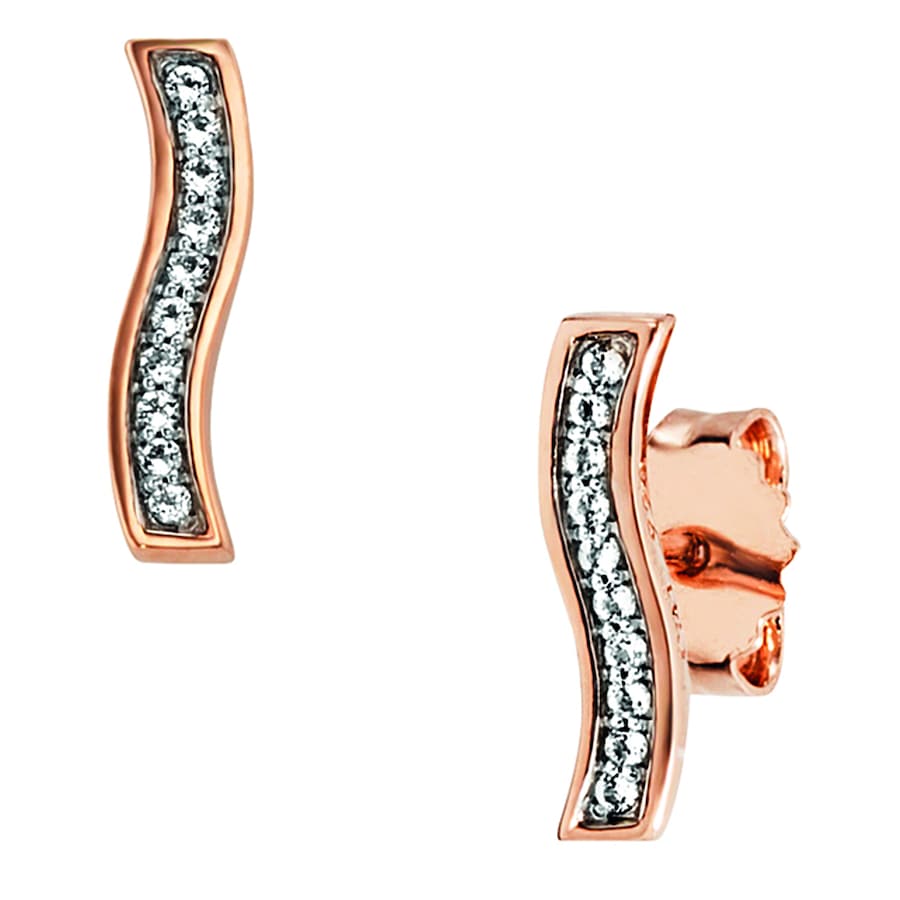 caï Ohrringe 925/- Sterling Silber Topas weiß 0,080ct Rosé vergoldet Damen