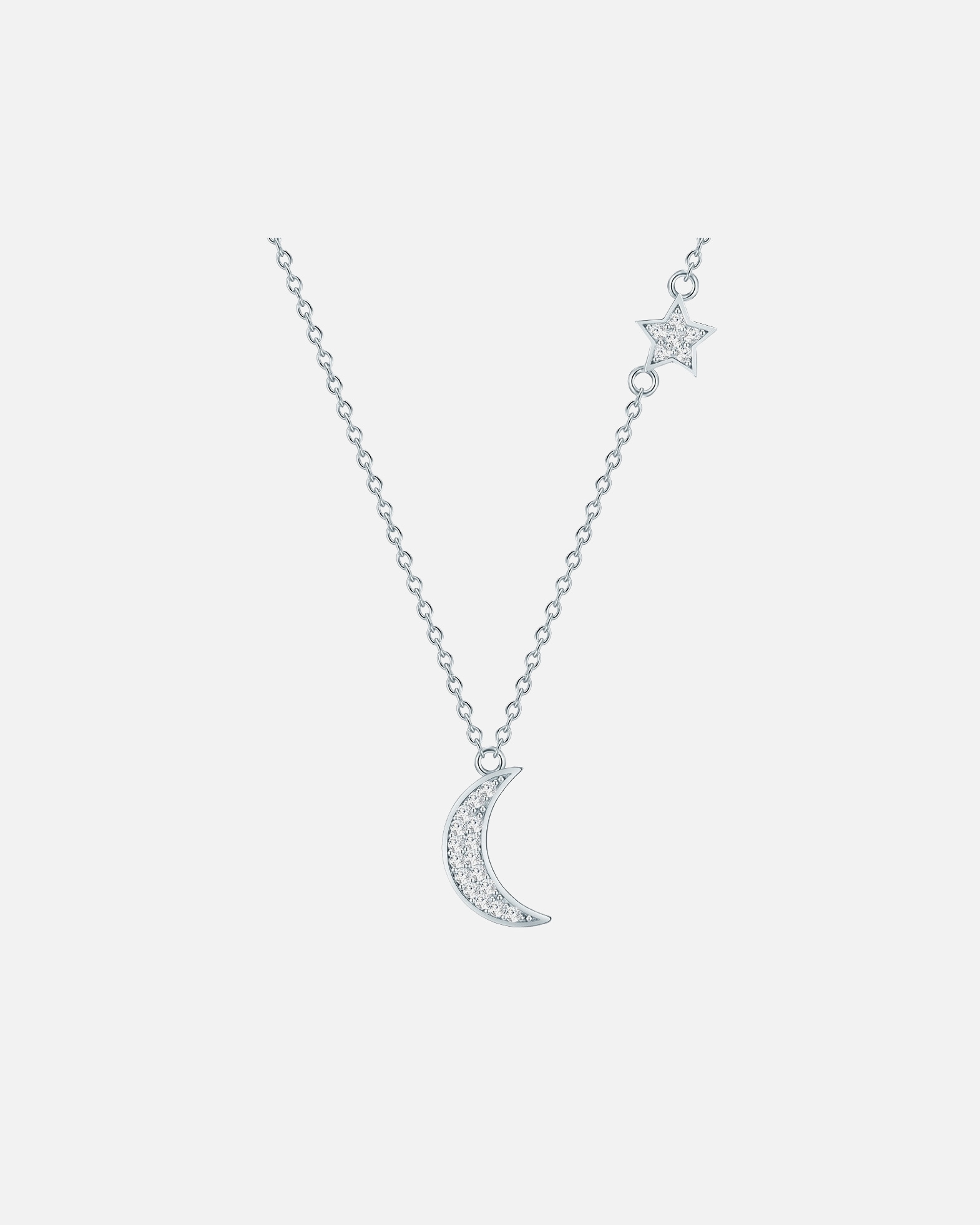 Halskette für Weiblich Rafaela Donata Halskette Mond, Stern Sterling Silber Zirkonia in Gelbgold Silver