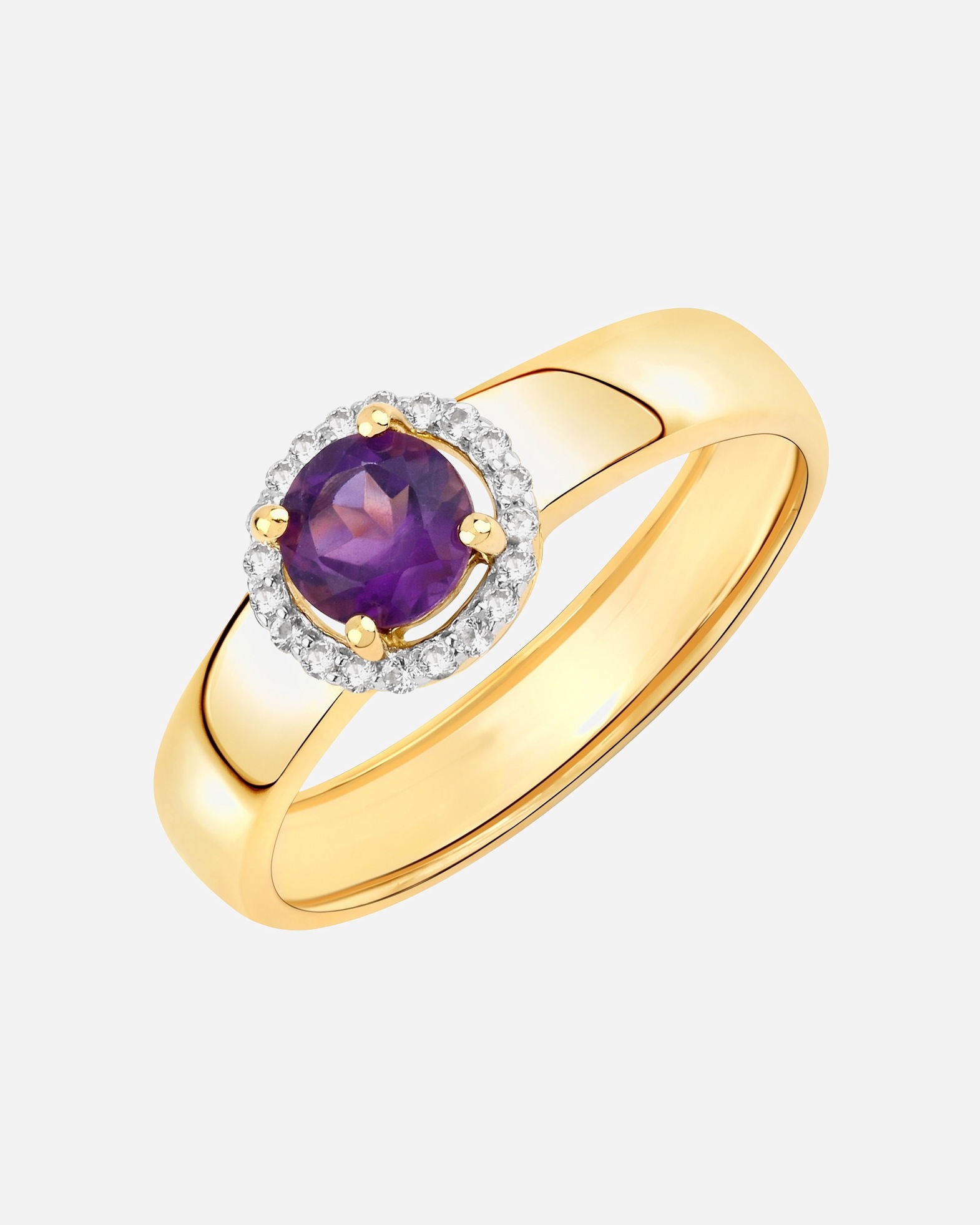 Ring für Weiblich Rafaela Donata Ring Sterling Silber Amethyst in Gelbgold 50