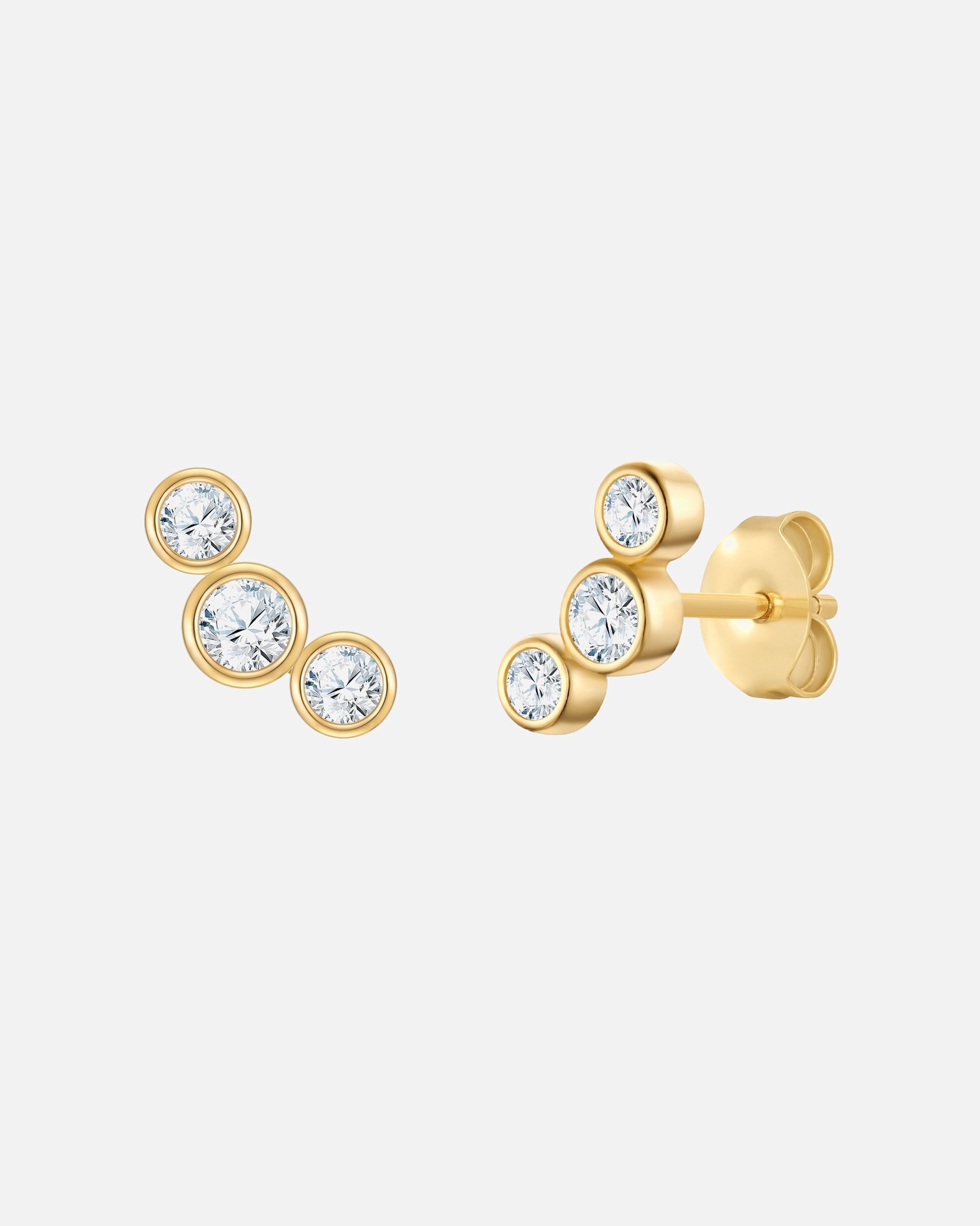 Ohrringe für Weiblich Rafaela Donata Ohrstecker aus Sterling Silber in Gelbgold mit Zirkonia 9,1 mm