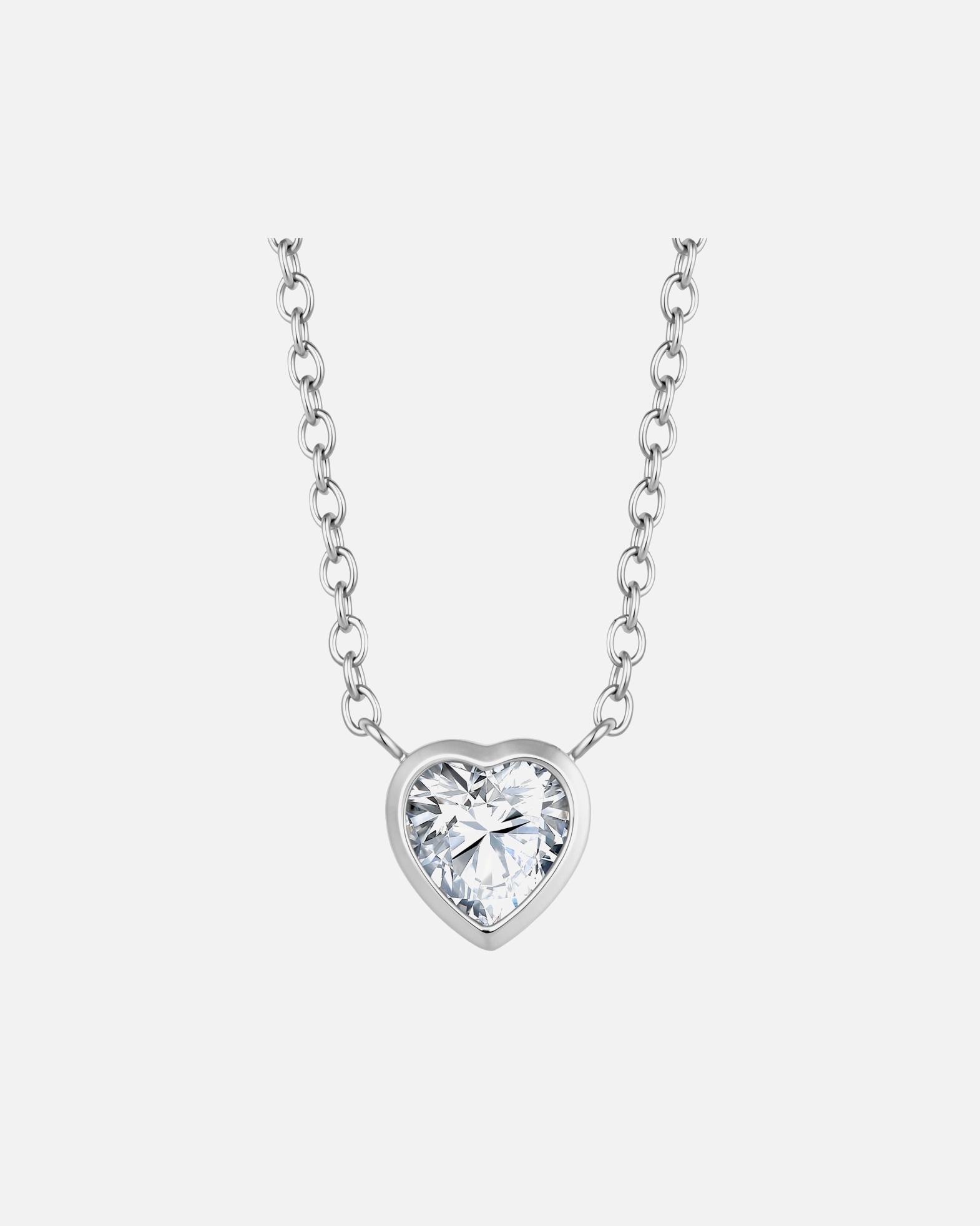 Halskette für Weiblich Glanzstücke München Halskette Herz aus Edelstahl in Silber mit Zirkonia 40,0 cm Basiskette + 5,0 cm Verlängerung