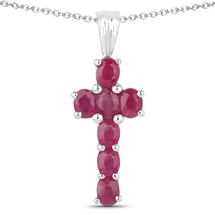 Vira Jewels Anhänger mit Kette 925/- Sterling Silber Rubin rot 1,54 ct. 45cm Damen