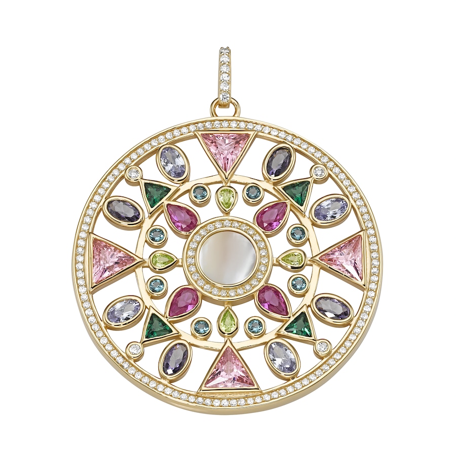 Giorgio Martello Milano Anhänger Mandala, Silber 925 4,5 cm Violett