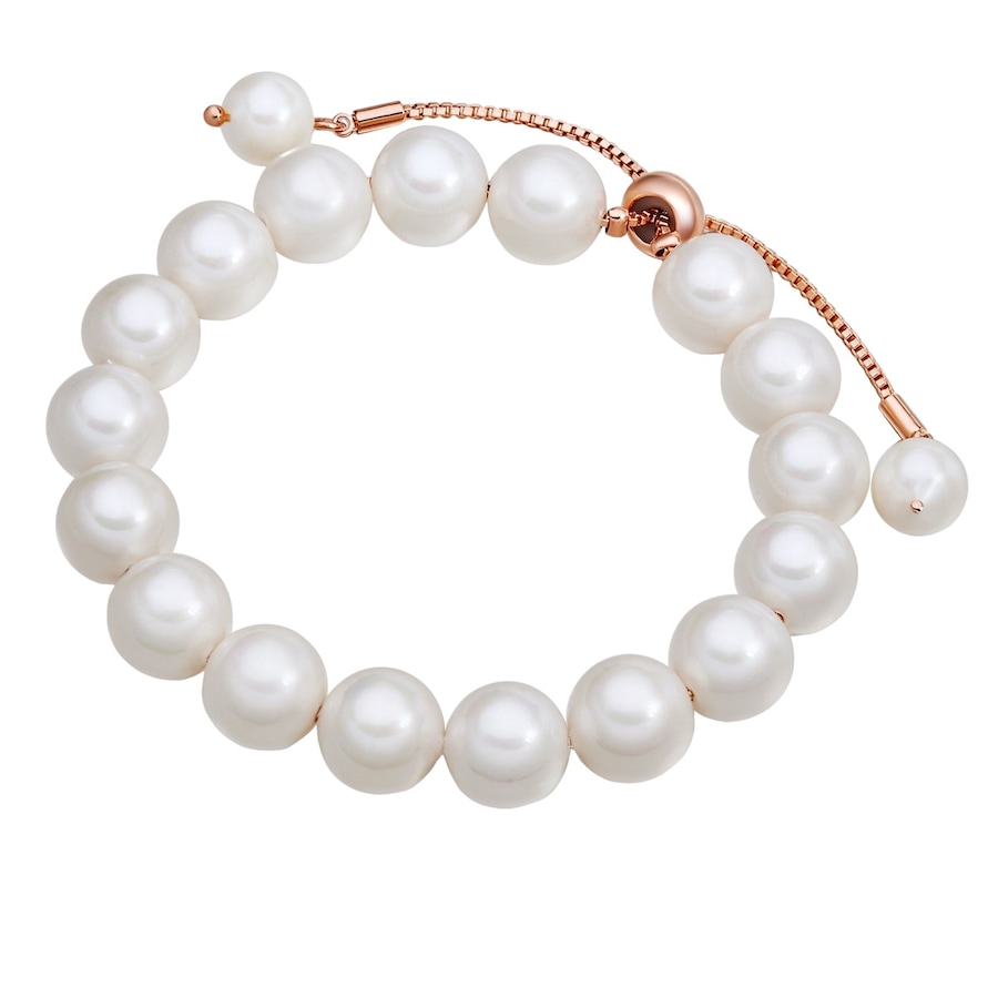 Lulu & Jane Perlen-Armband aus Messing in Roségold mit Muschelkernperle 16,0 - 22,0 cm, flexibel einstellbar Damen