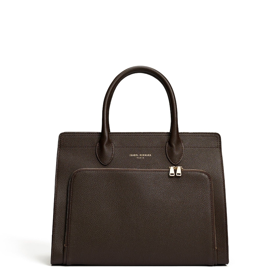 Isabel Bernard Honoré Nadine schwarze Handtasche aus Kalbsleder mit 13-Zoll-Laptopfach IB25110-001-13 Dunkelbraun Damen