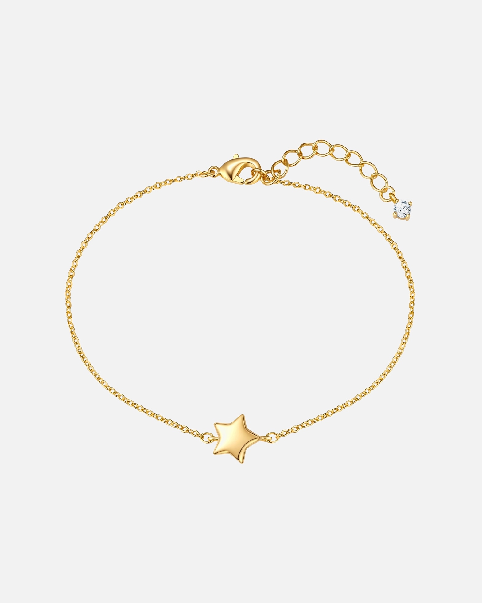 Armband für Weiblich Lulu & Jane Armband Stern aus Messing in gelbgold mit Zirkonia 17,0 cm Basislänge + 3,0 cm Verlängerung