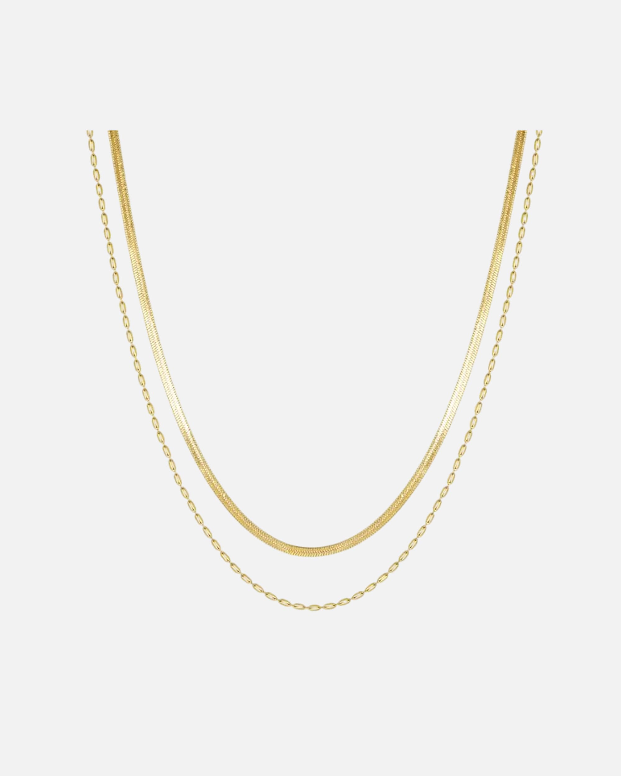 Halskette für Männlich Hey Happiness Default Brand Line Wasserfeste Herren-Kette aus Edelstahl – Zweireihig Gold