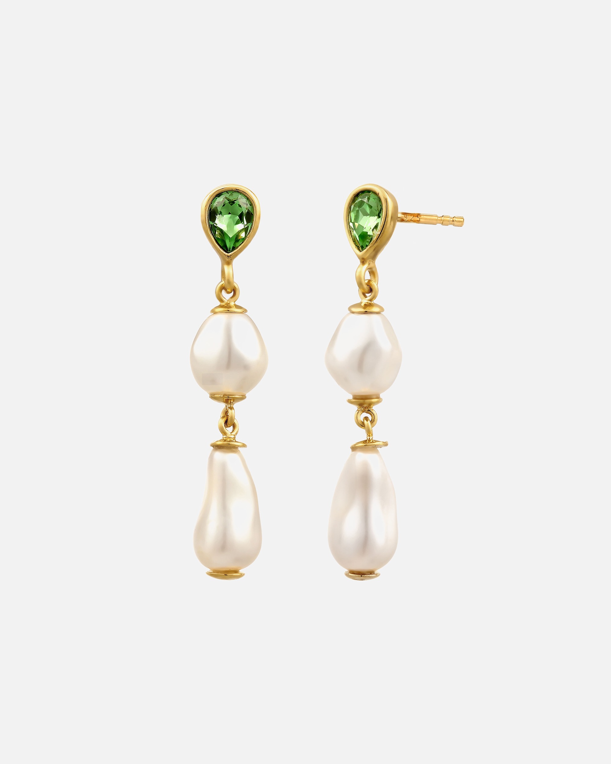 Ohrringe für Weiblich Elli Ohrstecker Tropfen Synthetische Perle Grün 925 Sterling Silber, mit Kristallen von Swarovski® goldfarben