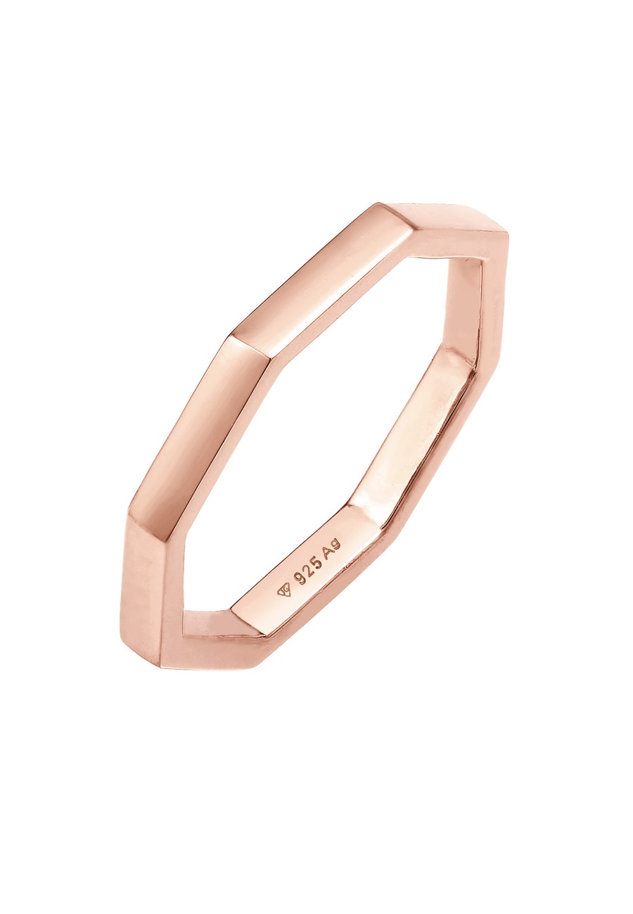 Elli Pinky Ring Achteckform Geo Look 925 Silber 52 Damen