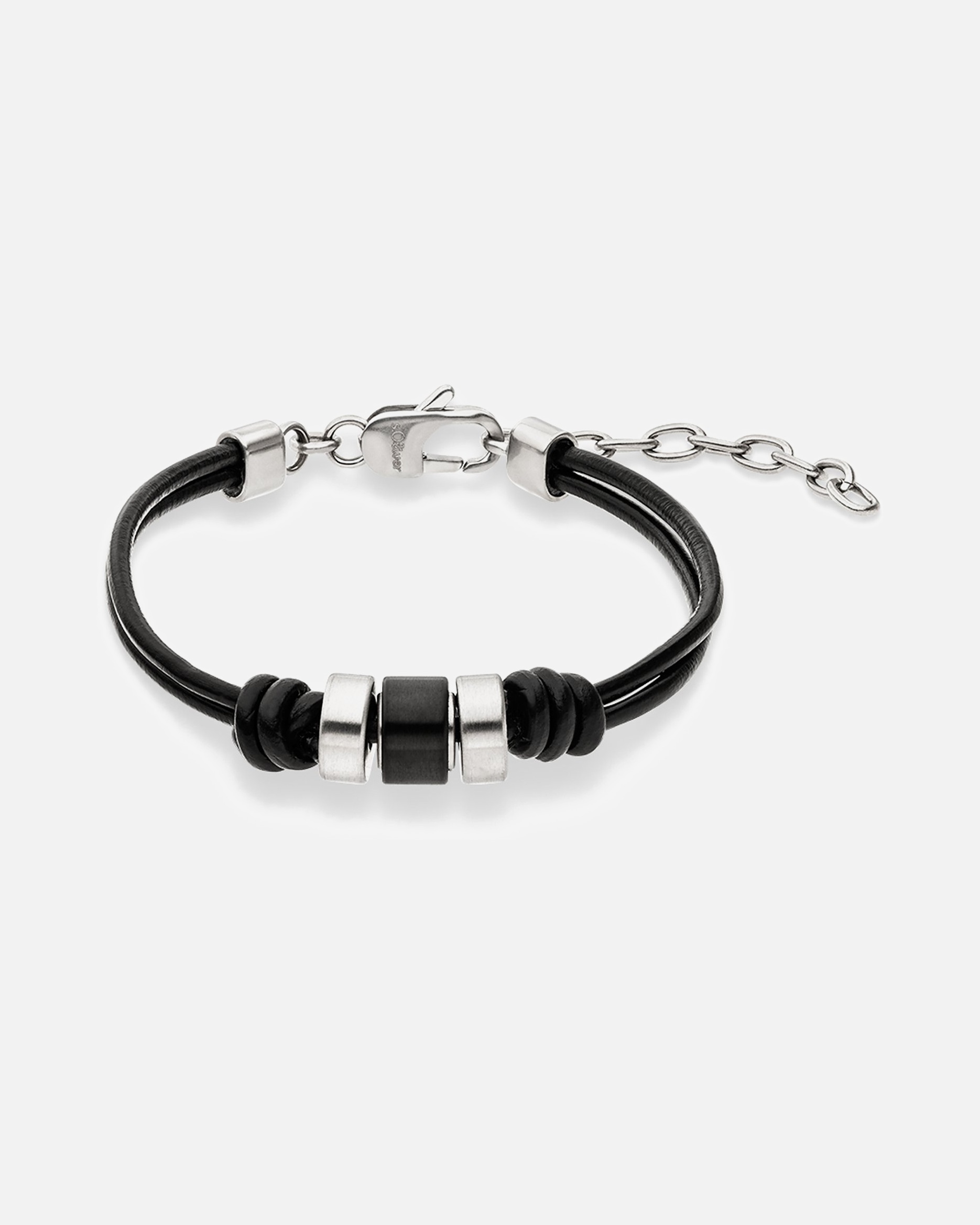 Armband für Männlich s.Oliver Armband Edelstahl, Leder silber