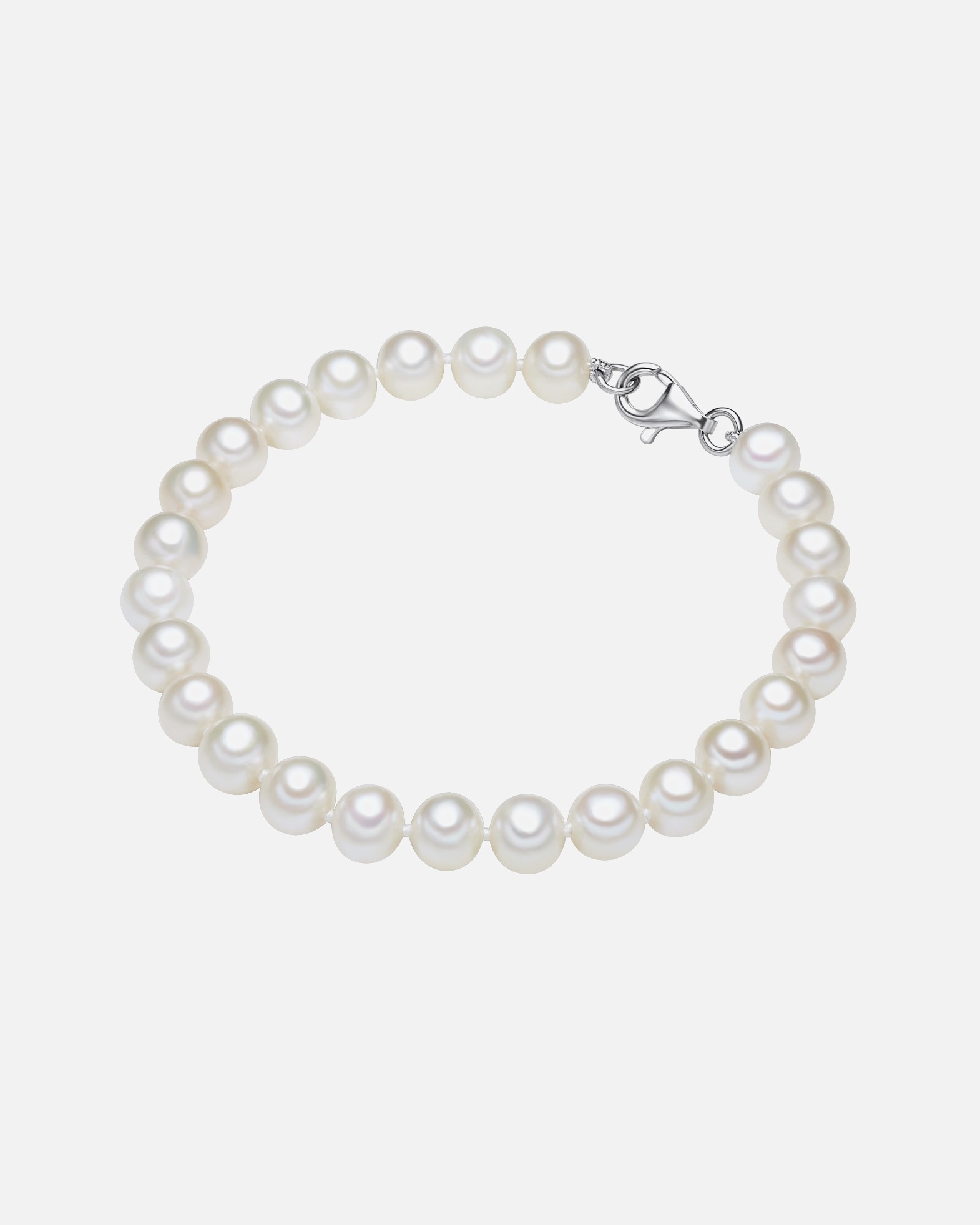 Armband für Weiblich Valero Pearls Perlen-Armband aus Sterling Silber in silber mit Süßwasser-Zuchtperle 17 cm