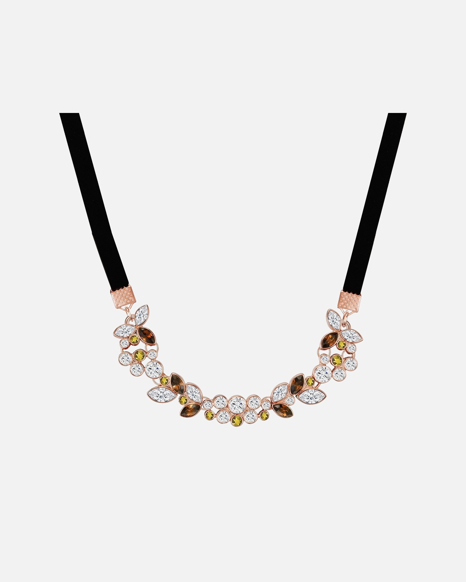 Halskette für Weiblich Lulu & Jane Halskette Metall-Legierung verziert mit Kristallen von Swarovski® in Roségold 34,0 cm Basiskette + 8,0 cm Verlängerung