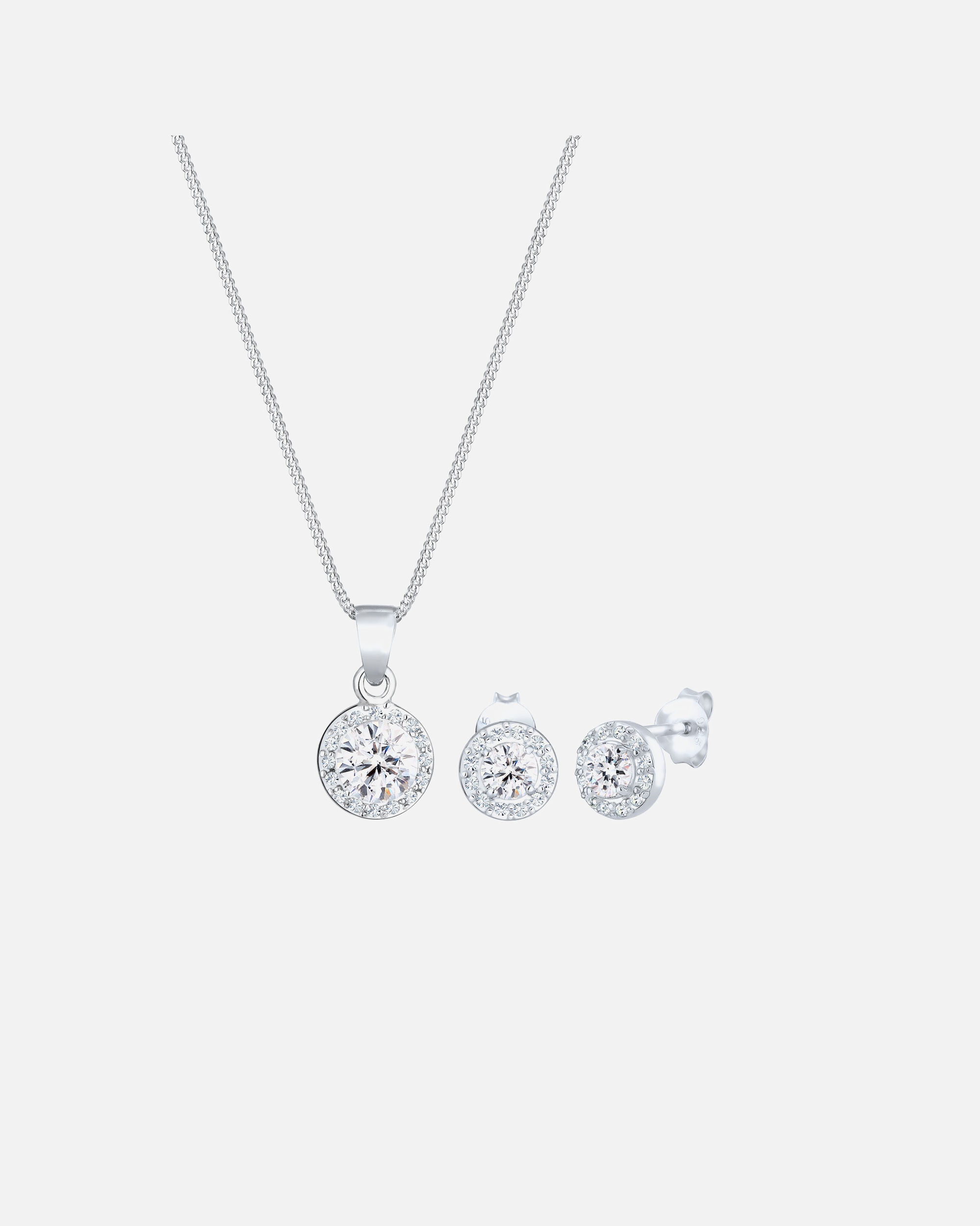 Schmuck für Weiblich Elli PREMIUM Kette Stecker Kristalle 925 Silber silberfarben