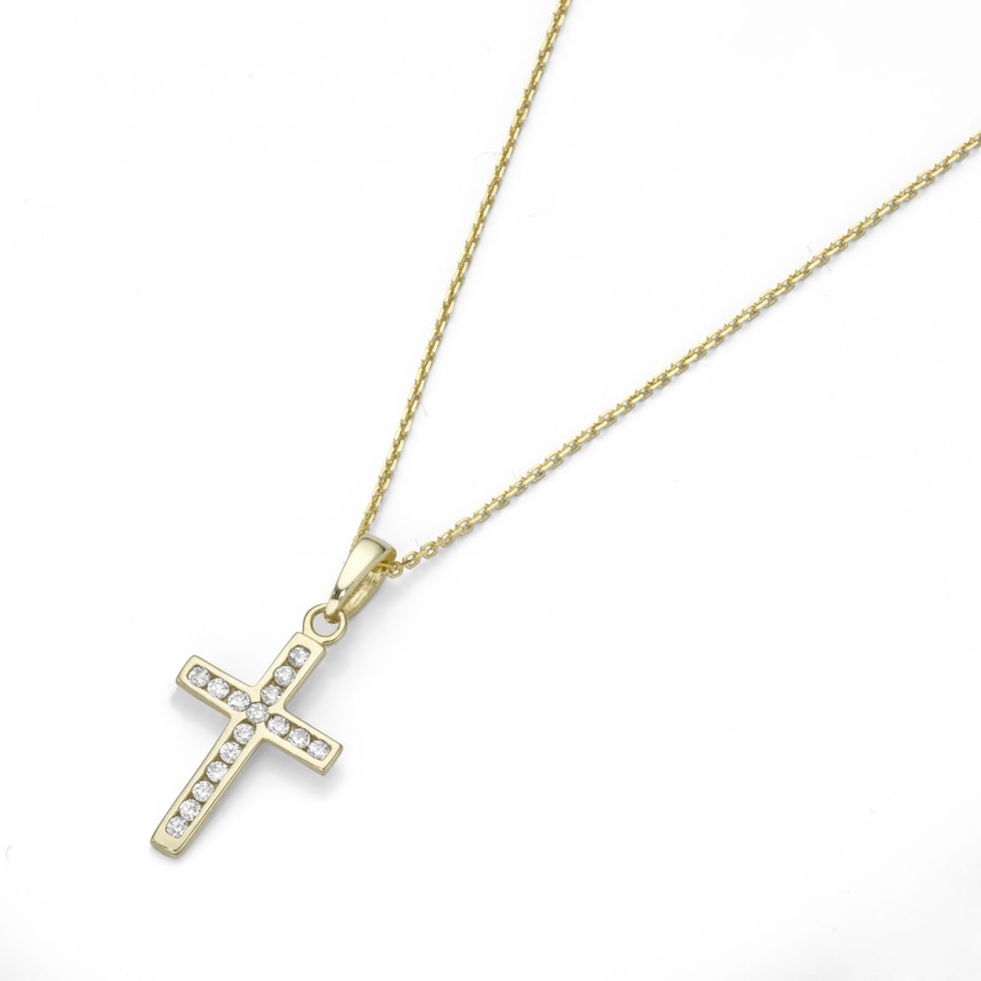 Luigi Merano Kette Anhänger Kreuz mit Zirkonia in Gold 375 45 cm Damen