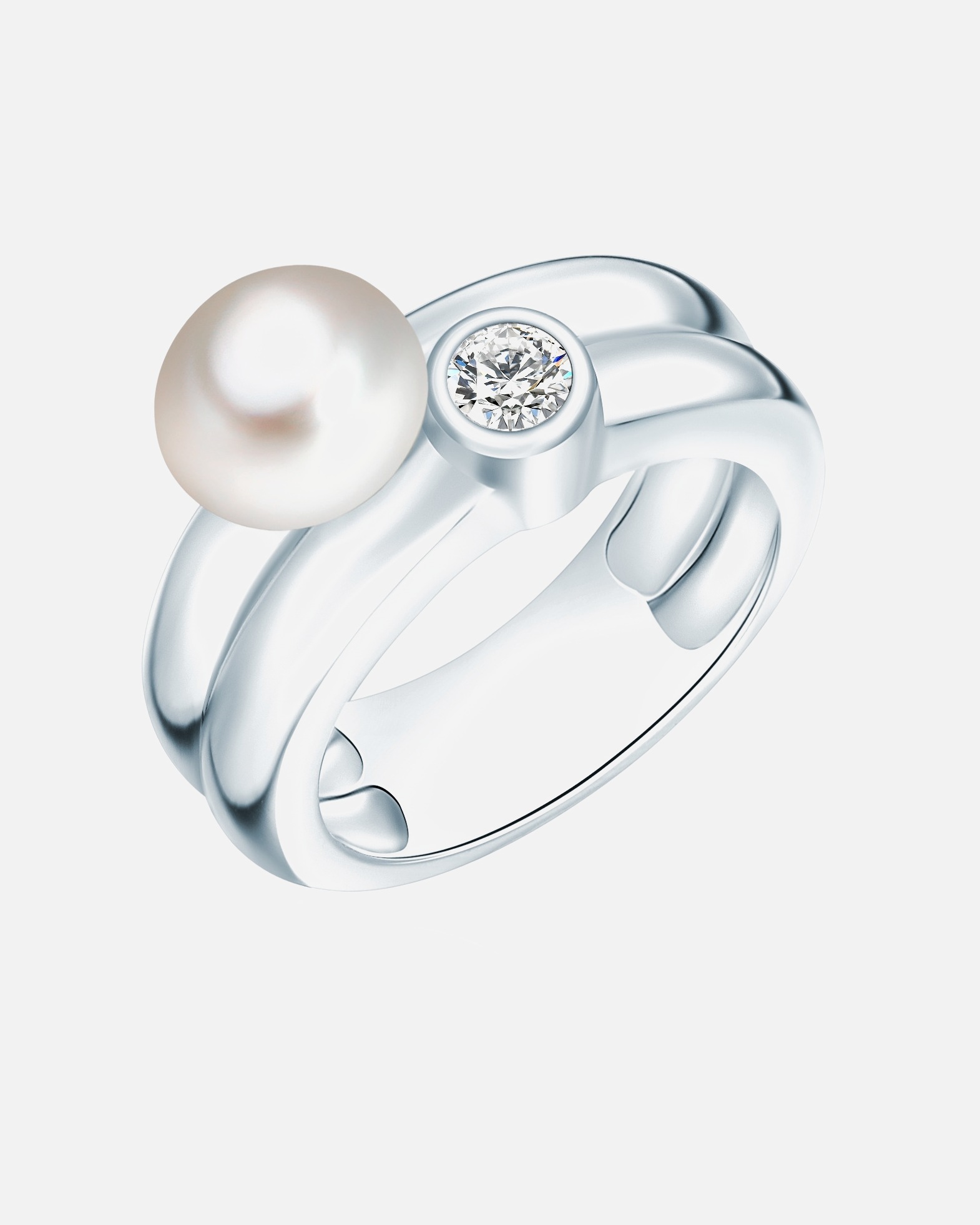 Ring für Weiblich Valero Pearls Perlen-Ring Sterling Silber Zirkonia Süßwasser-Zuchtperle in Silber 50