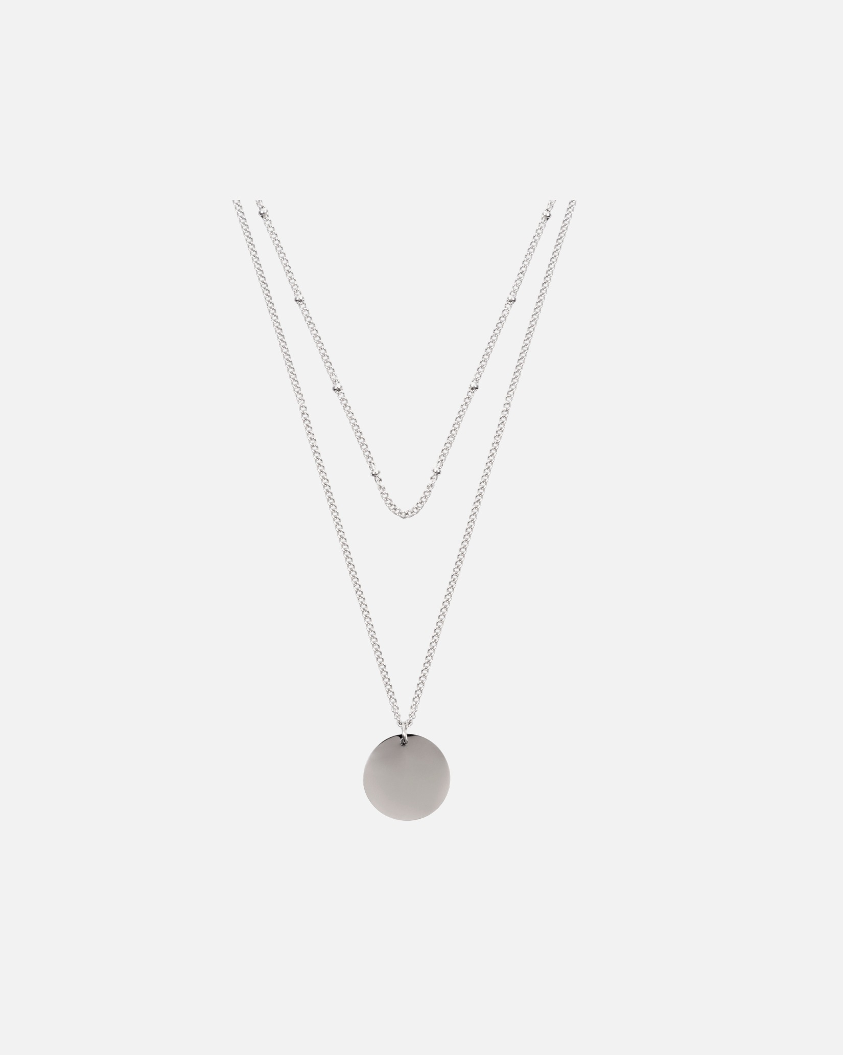 Halskette für Weiblich Hey Happiness Default Brand Line Zweireihige Kette Kreis Anhänger Edelstahl Silber