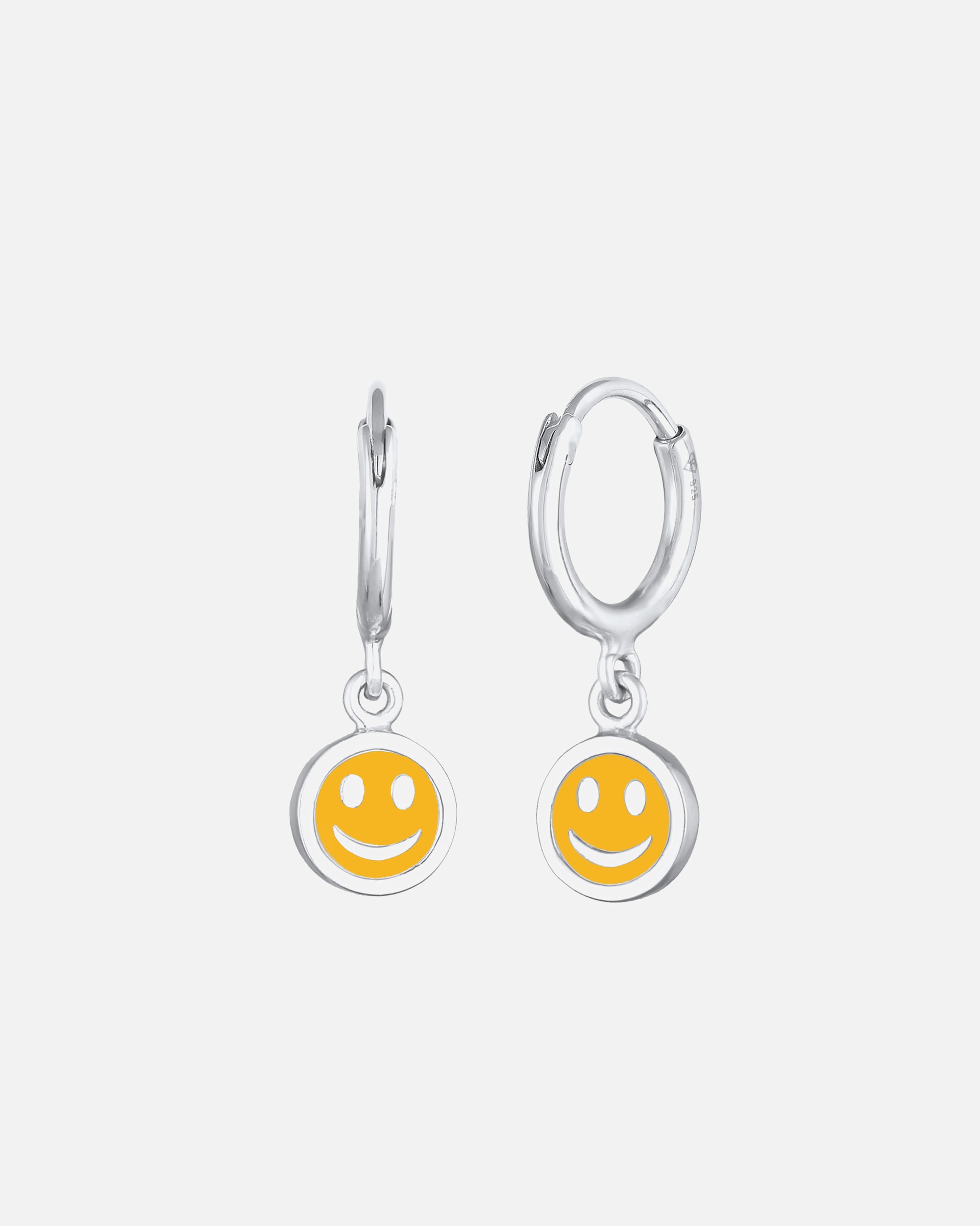 Ohrringe für Weiblich Elli Kids Creolen mit Smile Face Emaille 925 Silber silberfarben